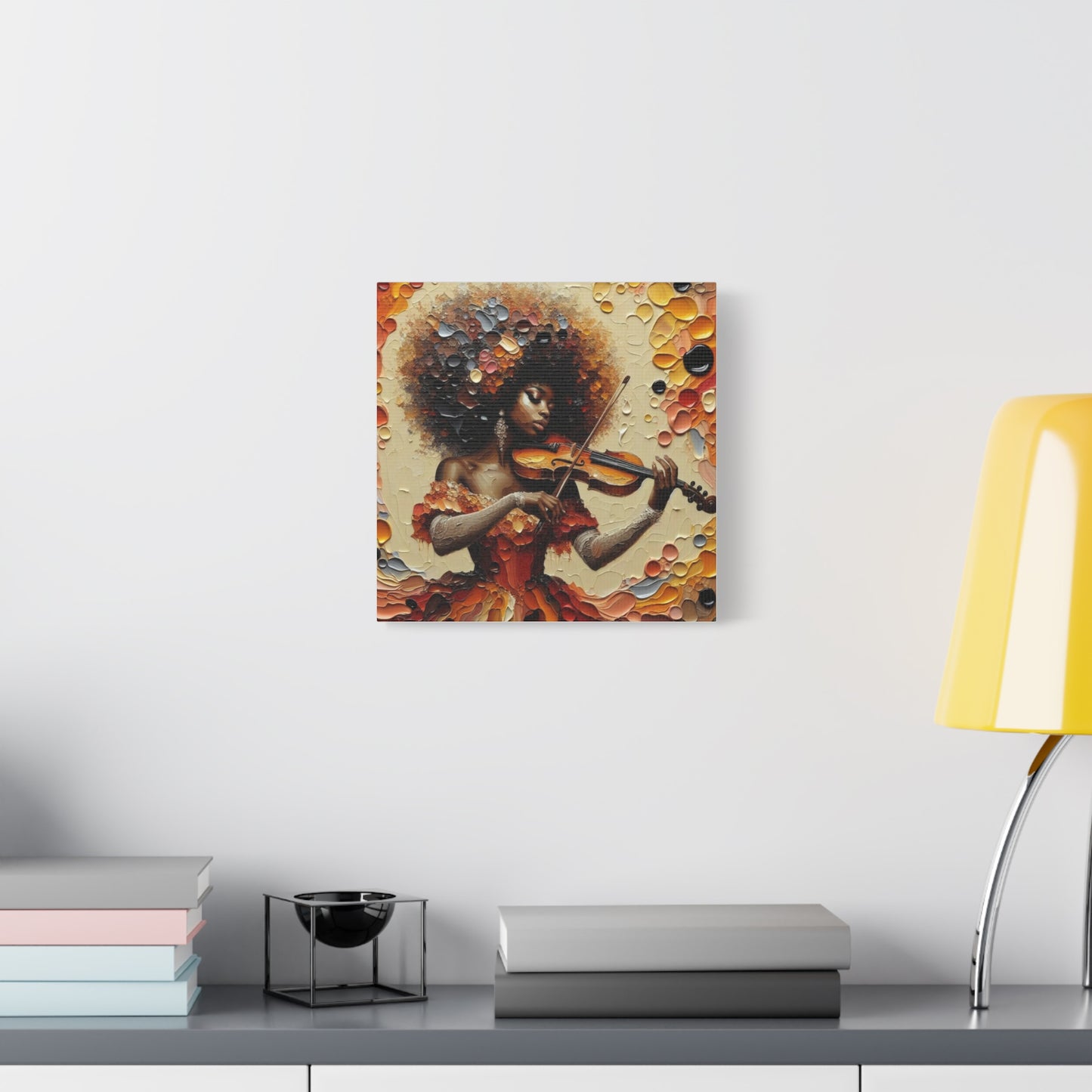 Beautiful Black Woman Violinist Canvas Art