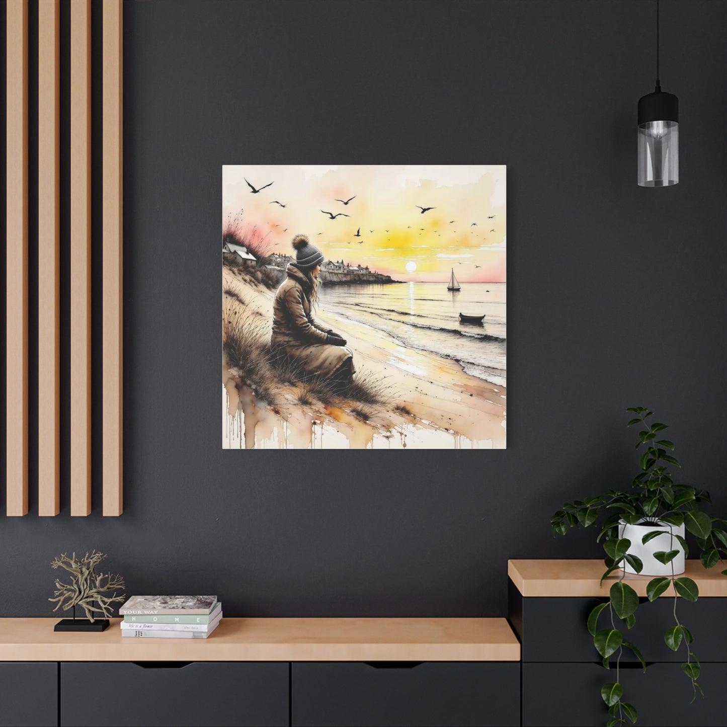 Girl on the Beach in the Winter Abstract Art