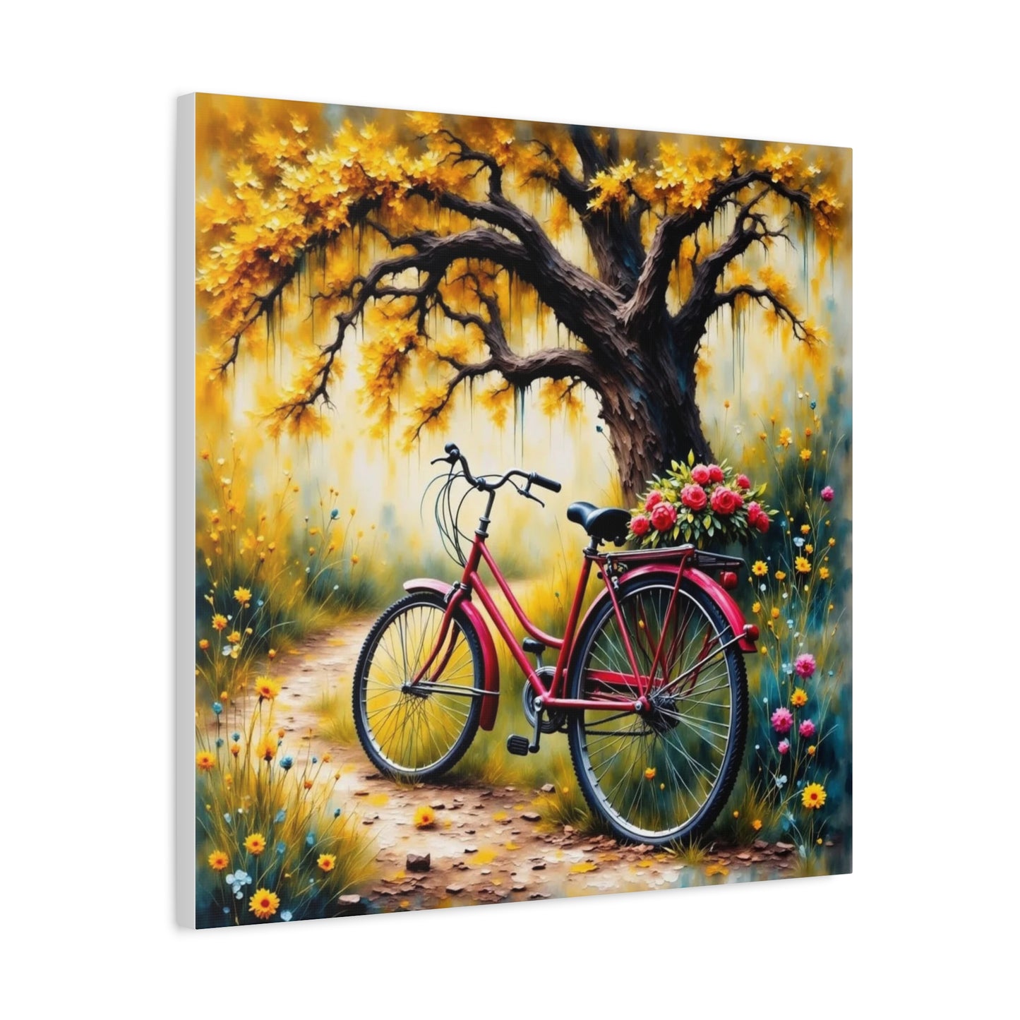 Bicycle on the Flower Path Abstract Art