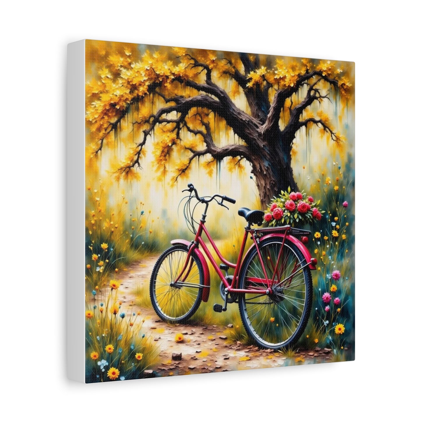 Bicycle on the Flower Path Abstract Art