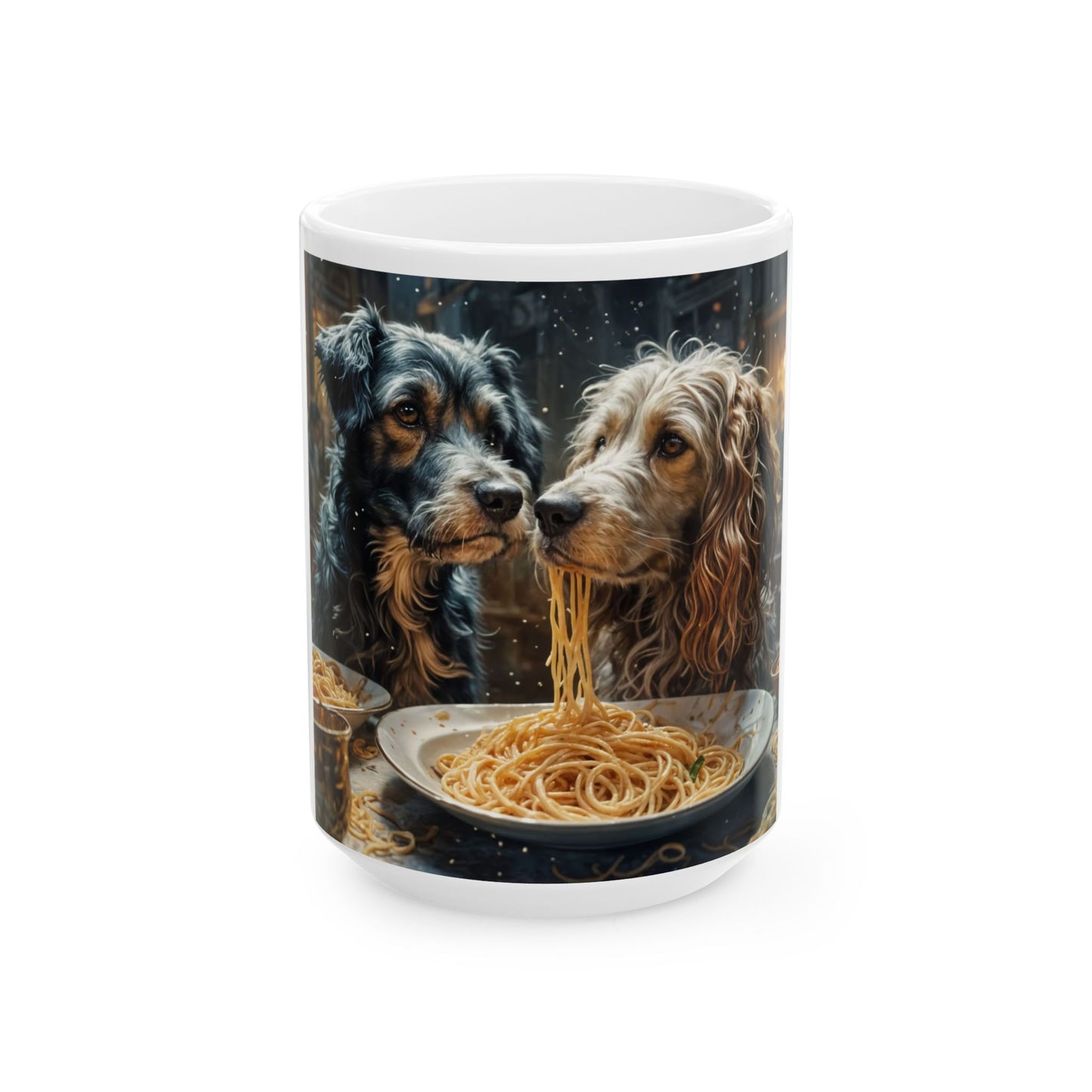 Dogs Eating Spaghetti Ceramic Mug (11oz, 15oz)