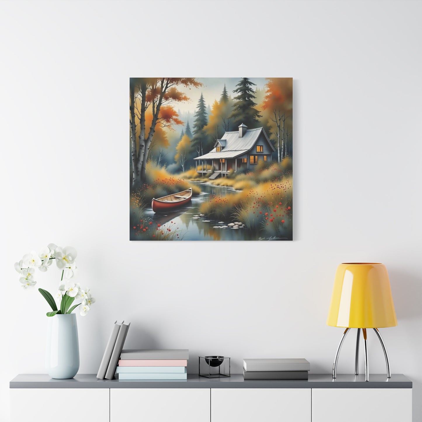 Cabin on a Stream Abstract Art