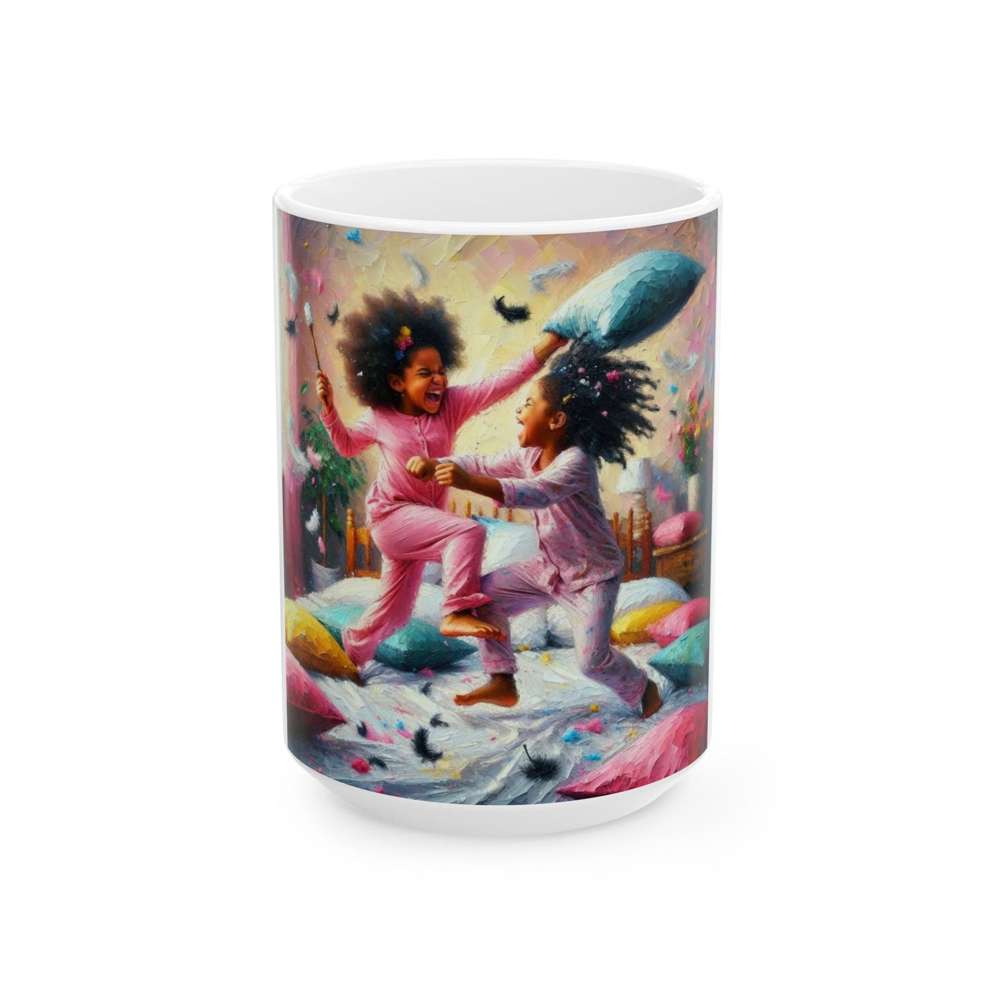 Precious Child Pillow Fight Ceramic Mug (11oz, 15oz)