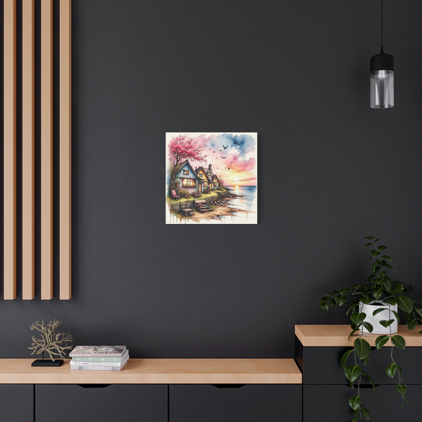 Watercolor Beach Front View Abstract Art