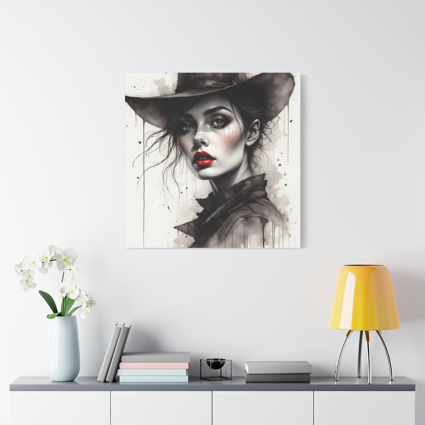 Beautiful Brunett in a Hat Abstract Art