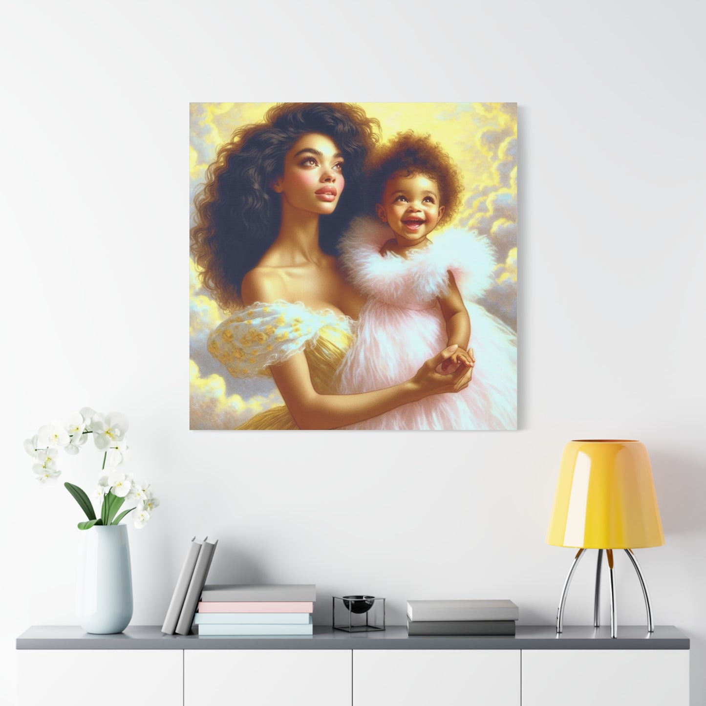 Mother and Daughter Black Canvas Art