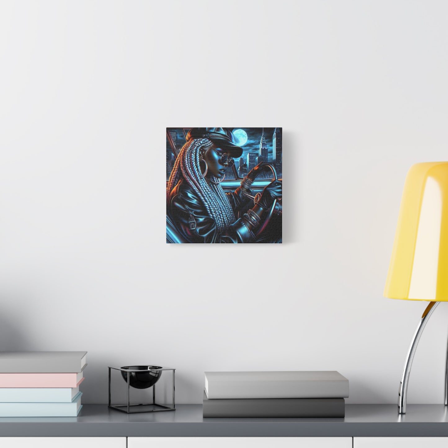 Beautiful Woman Driving Black Canvas Art
