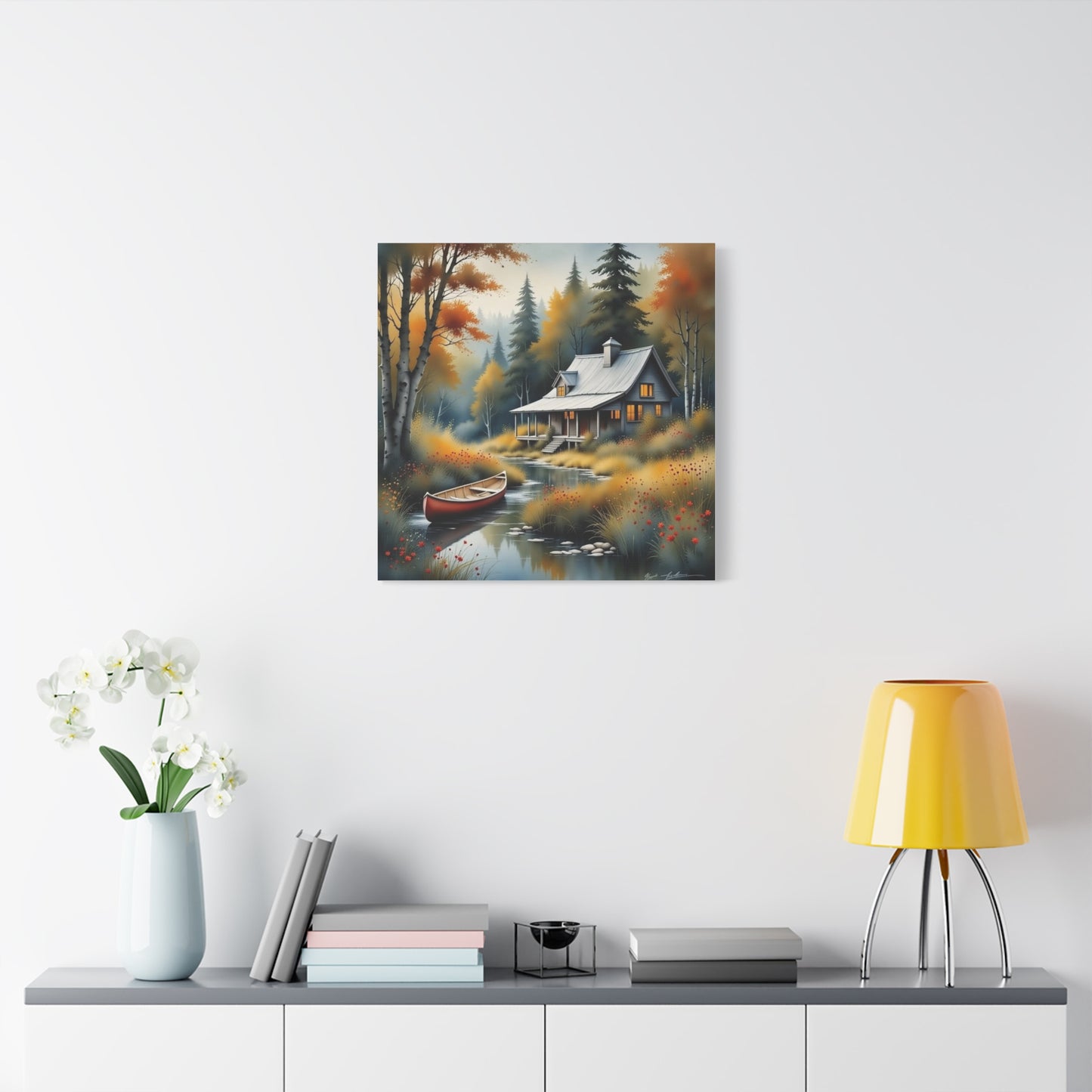 Cabin on a Stream Abstract Art