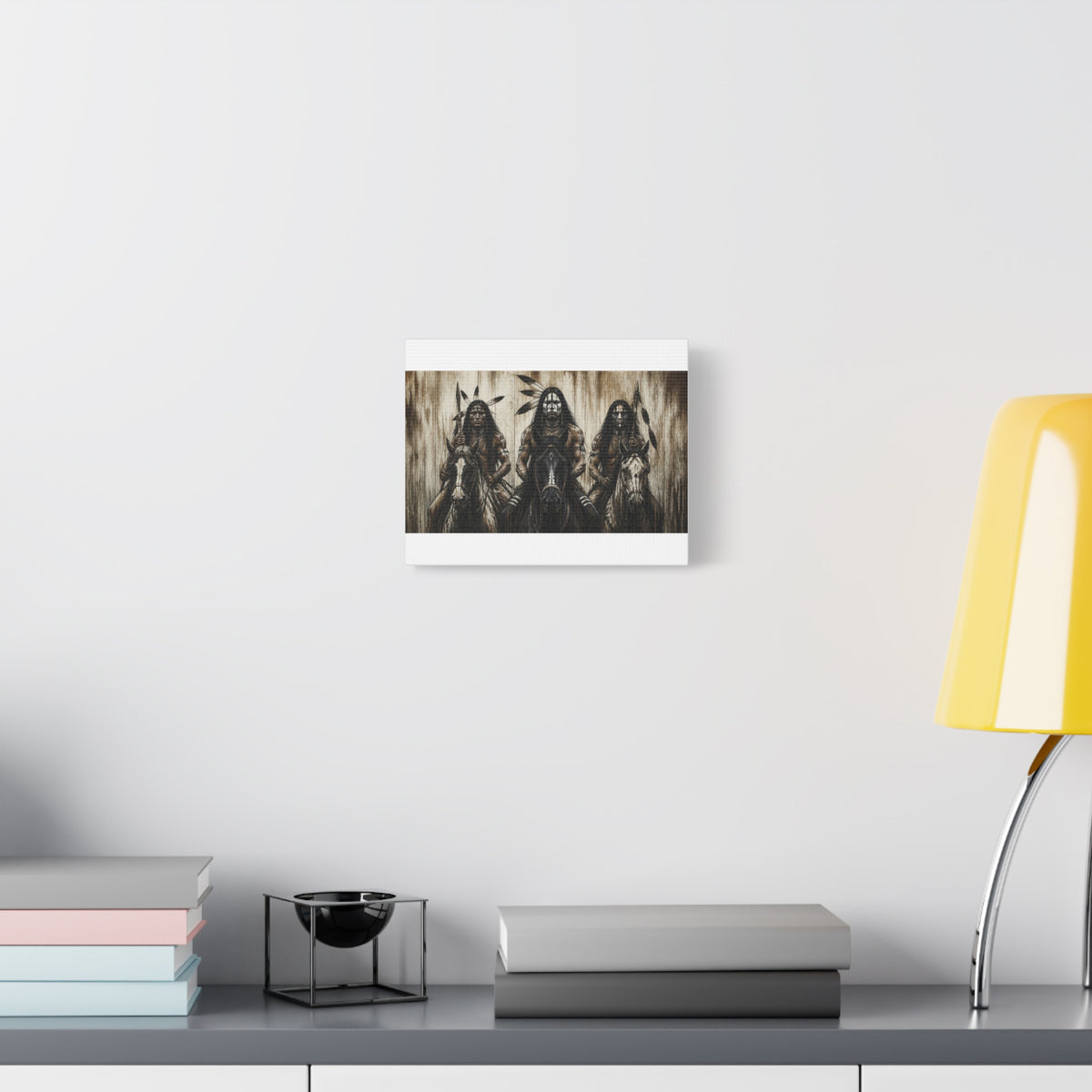 Native American Warriors Canvas Print — Three Horsemen Matte Stretched Wall Art