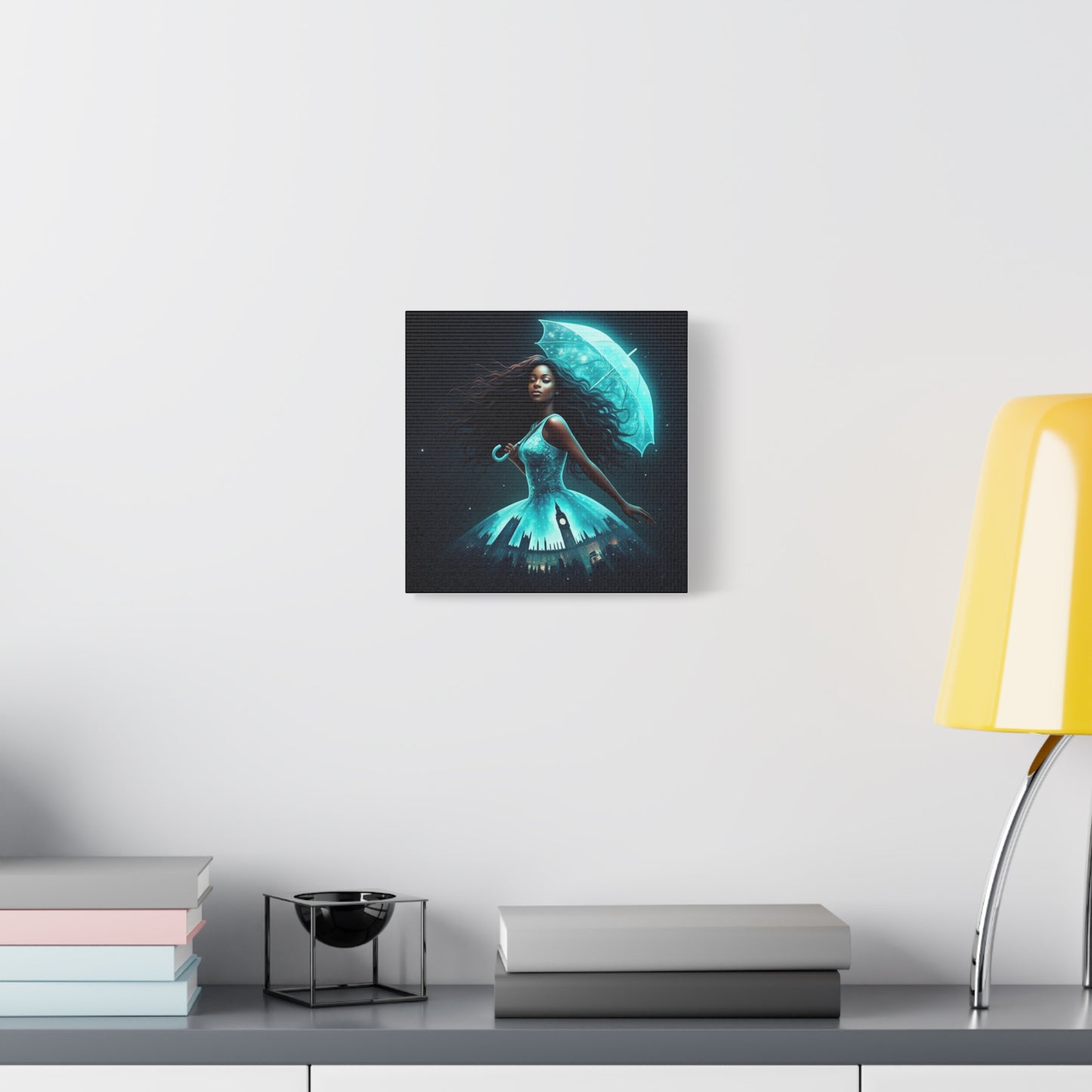 Beautiful Black Woman w Umbrella Canvas Art