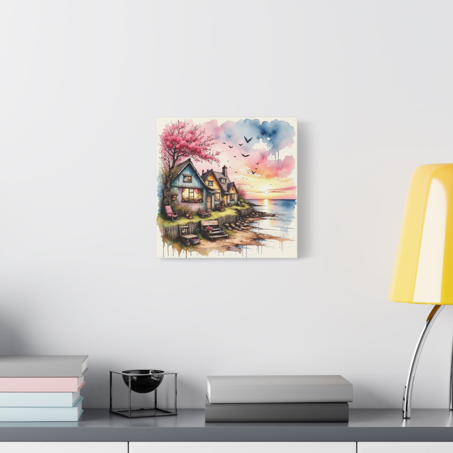 Watercolor Beach Front View Abstract Art