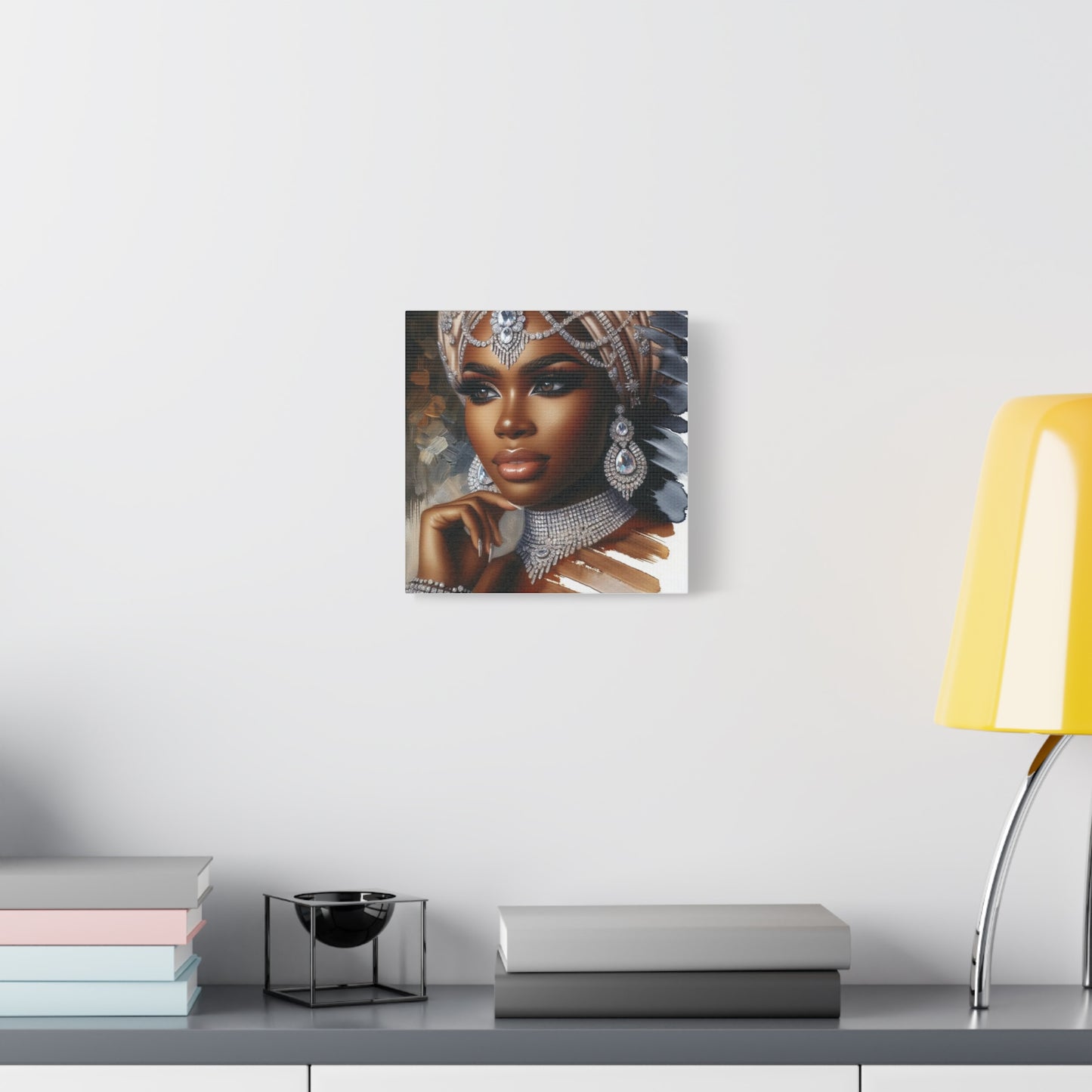 Beautiful Black Woman w Diamonds Canvas Art