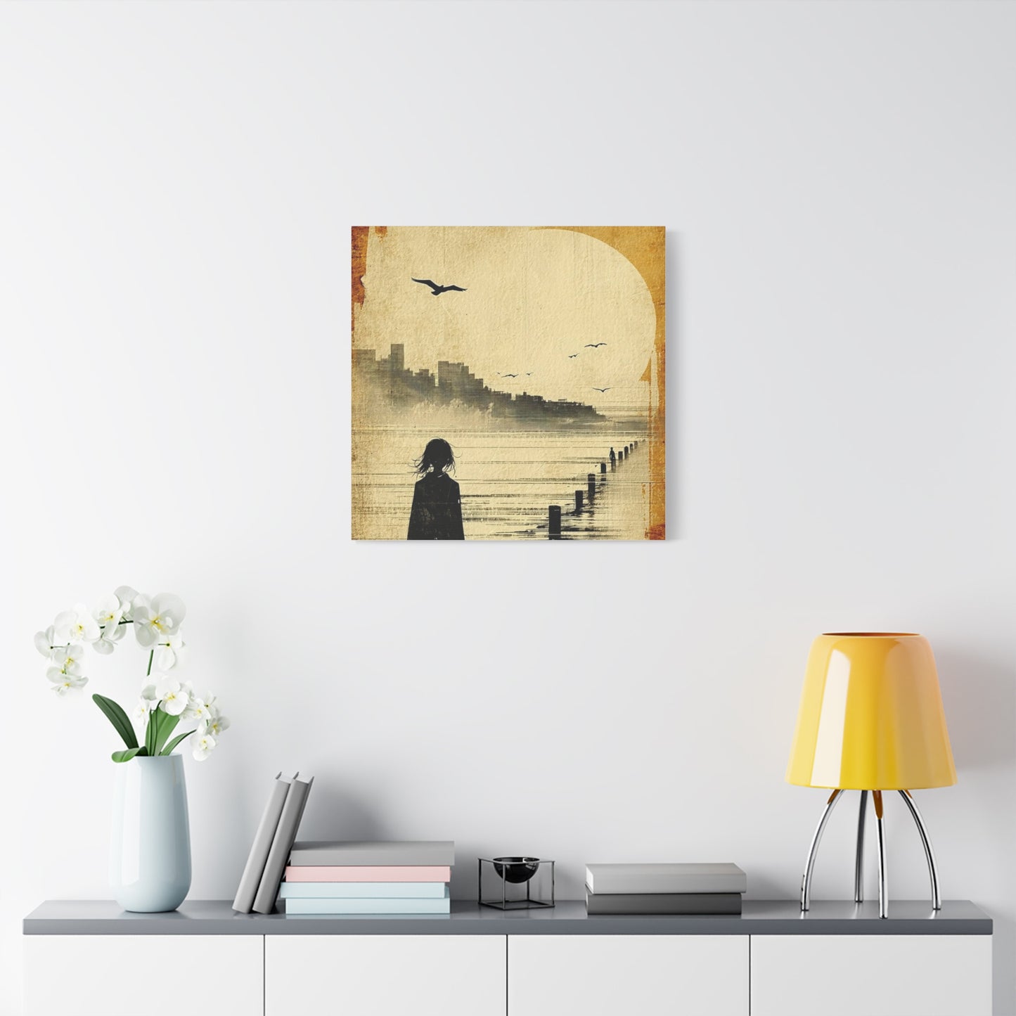 Girl on a Pier Abstract Art