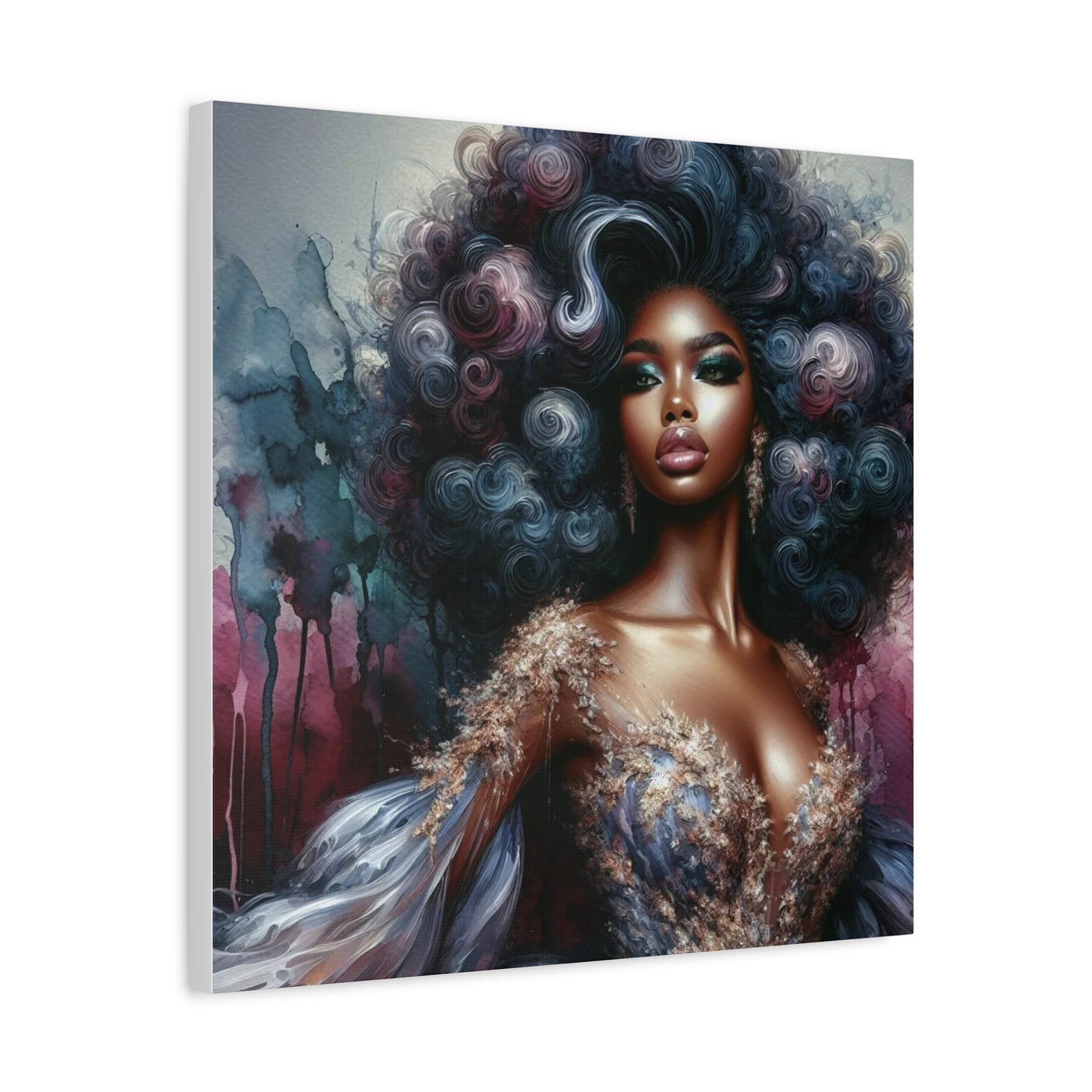 Beautiful Woman Black Canvas Art