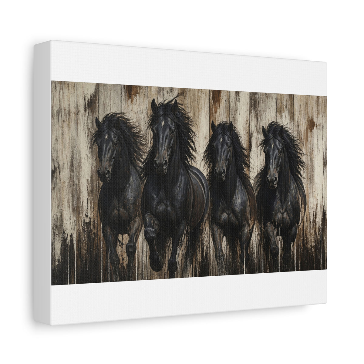 Black Horses Matte Canvas Wall Art — Stretched 1.25"