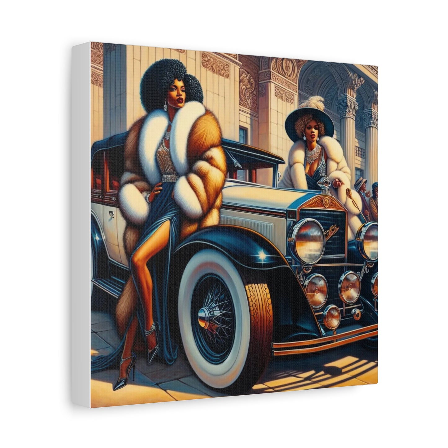 Beautiful Woman Old Fashioned Black Canvas Art