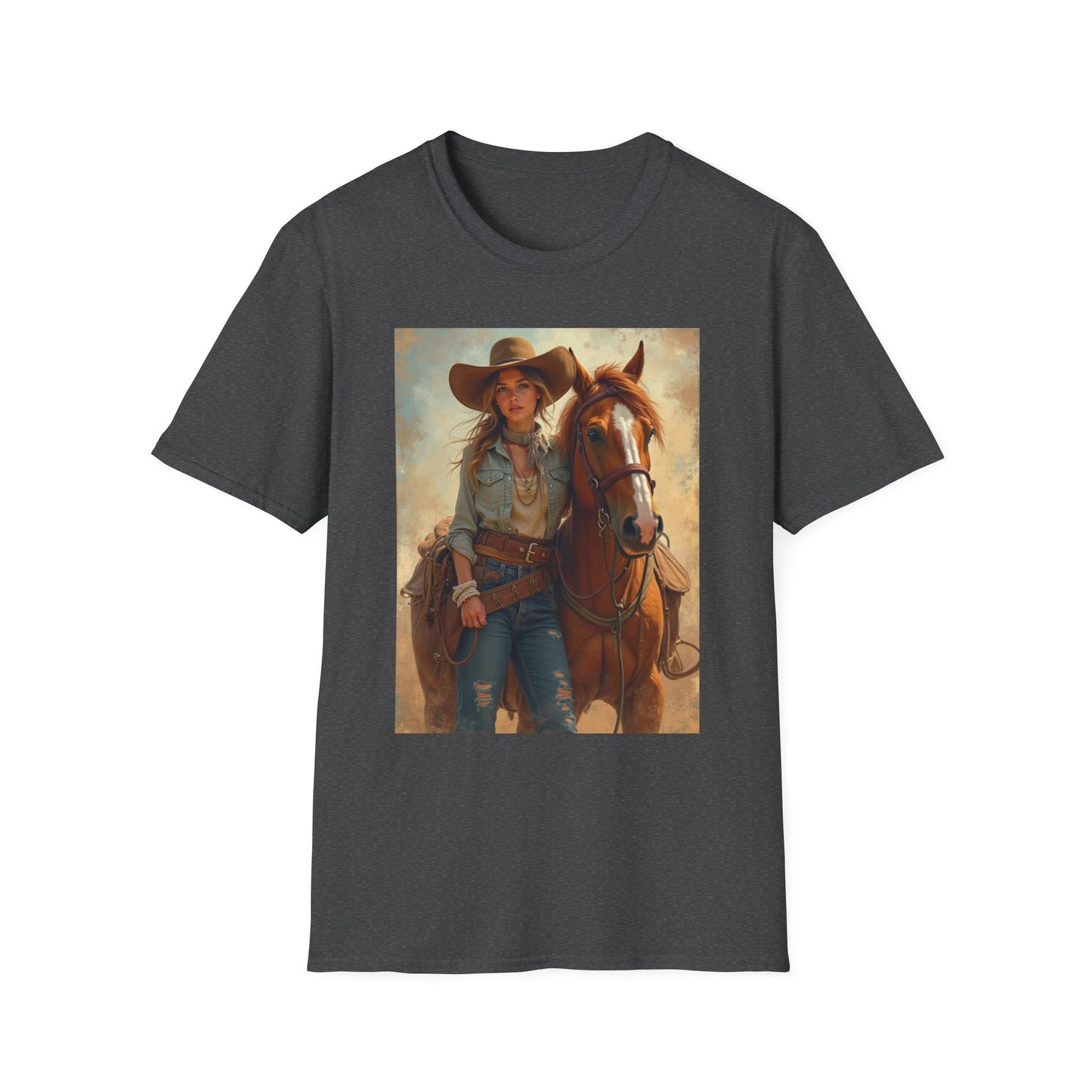 Girl and Her Horse Western Boho, Unisex T-Shirt,