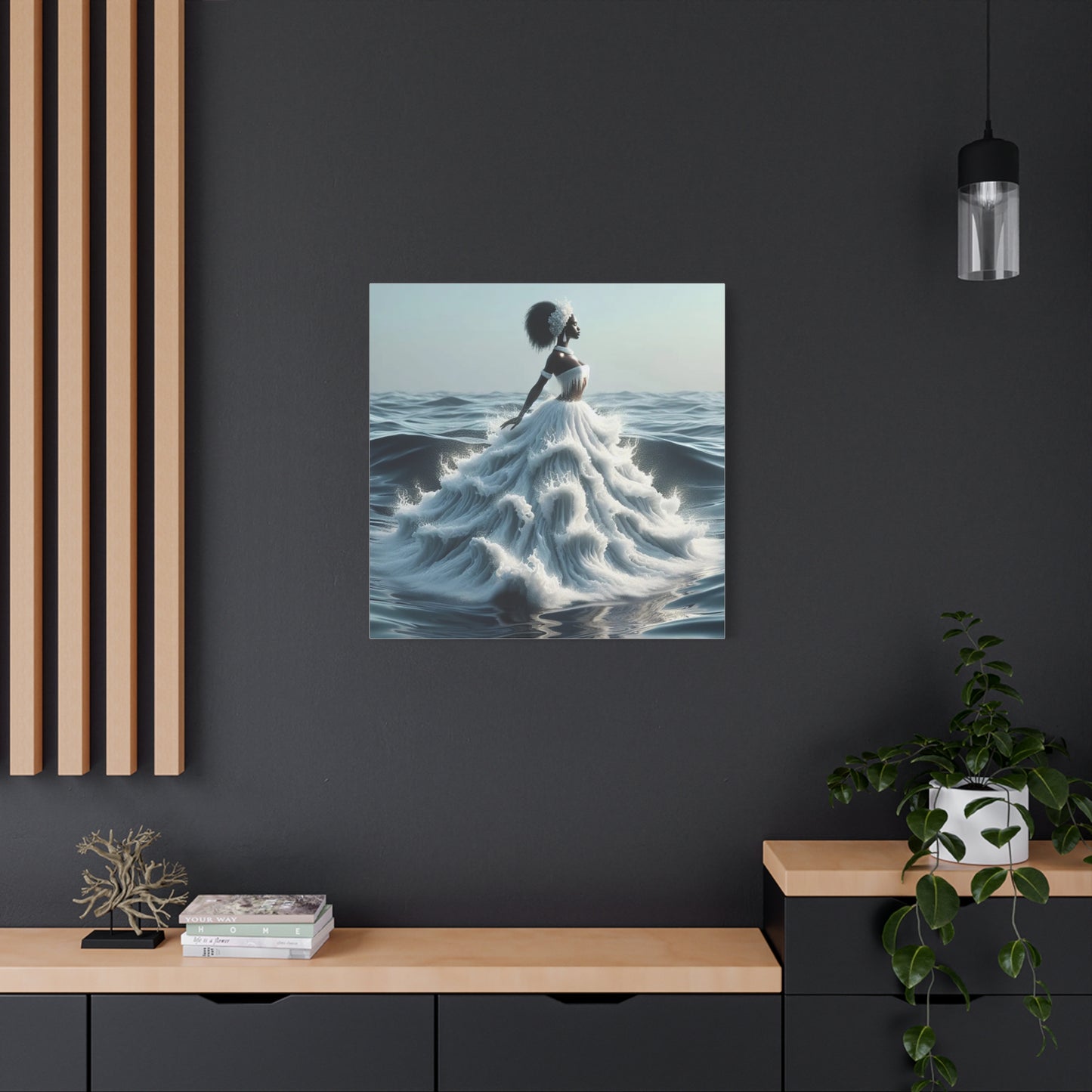 Beautiful Black Woman w Water Dress Canvas Art