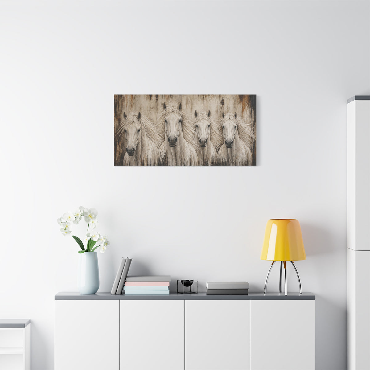 White Horses Matte Canvas Wall Art — Stretched 1.25"