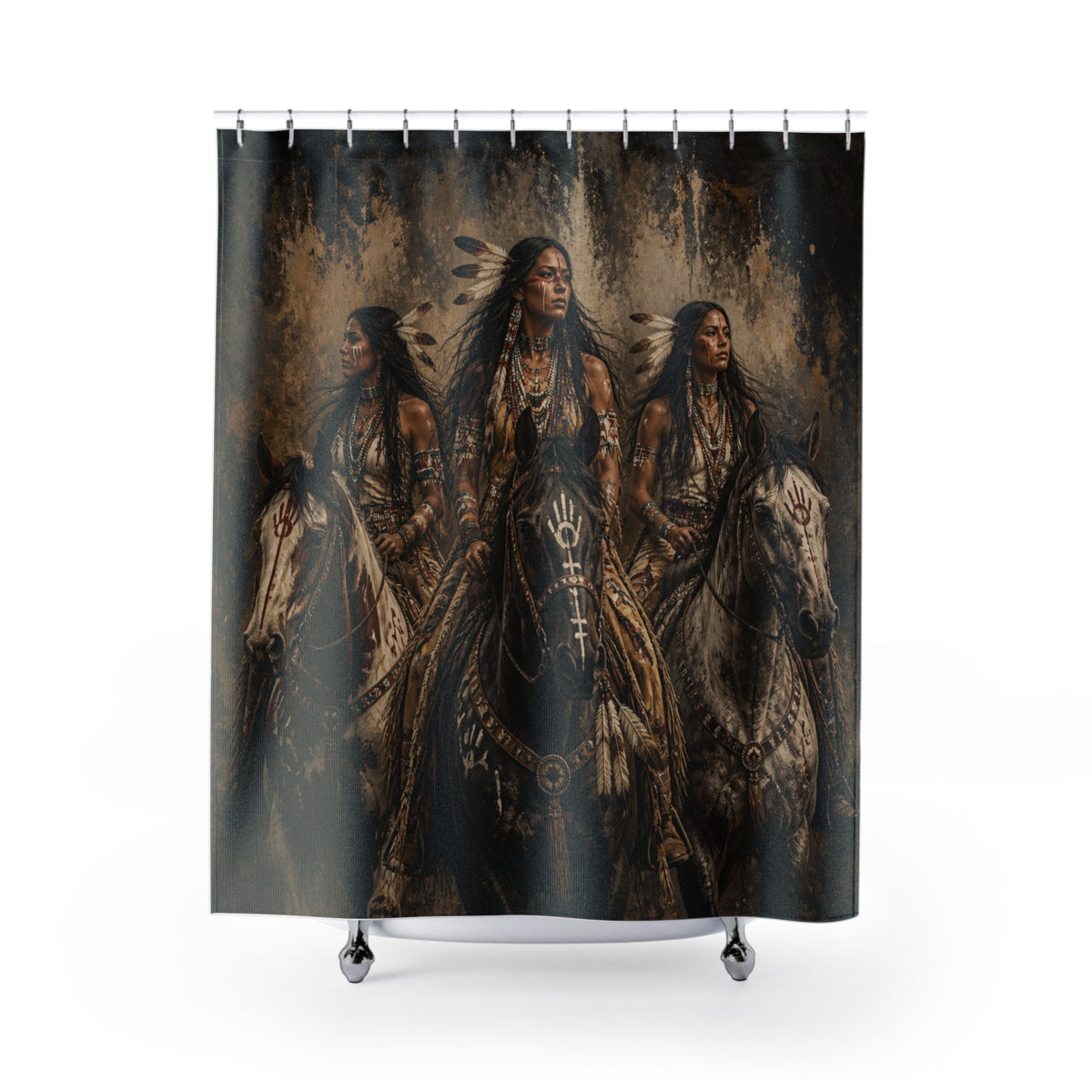 Native American Warrior Women Shower Curtain