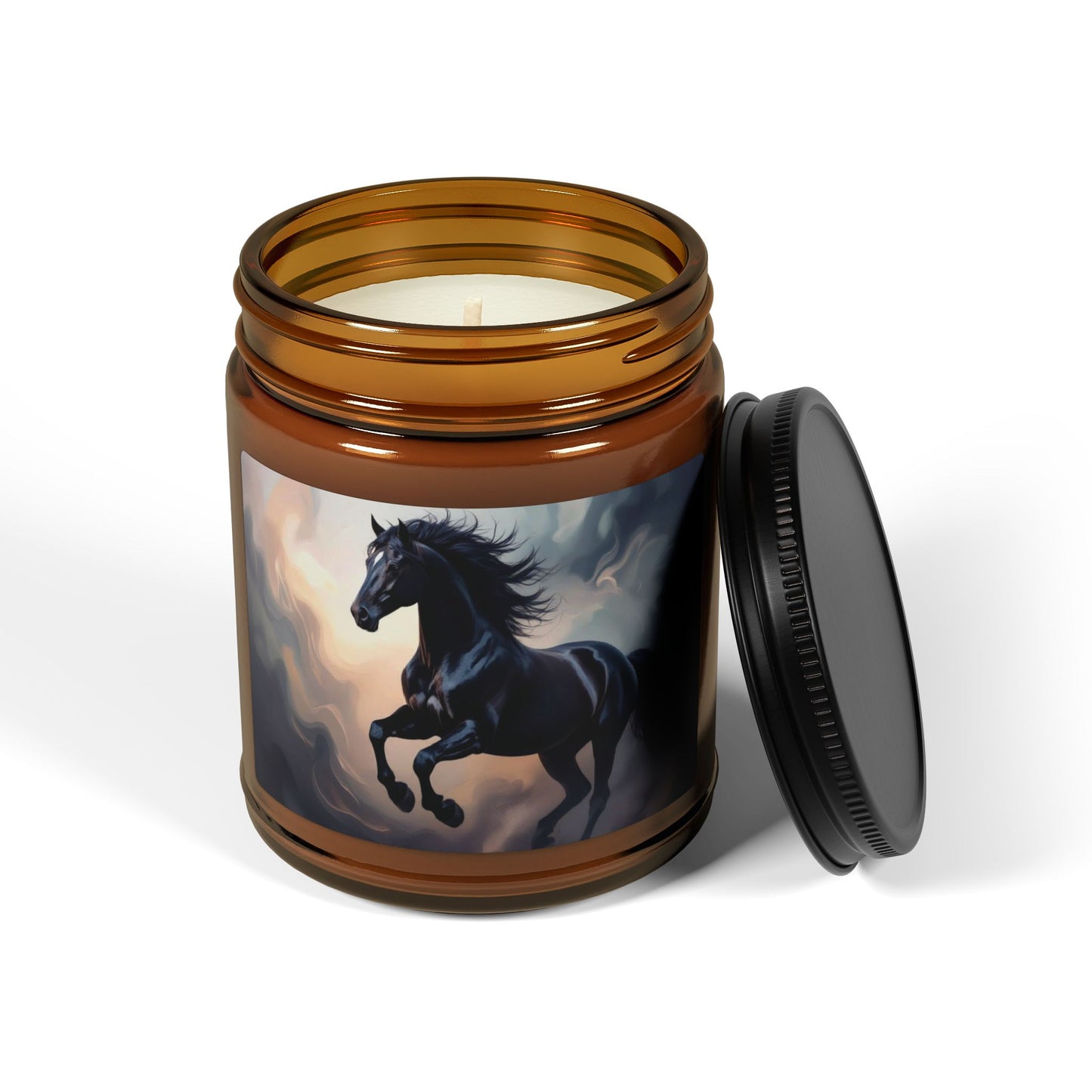 Black Stallion Scented Soy Candle — Amber Jar (Multi-Size)