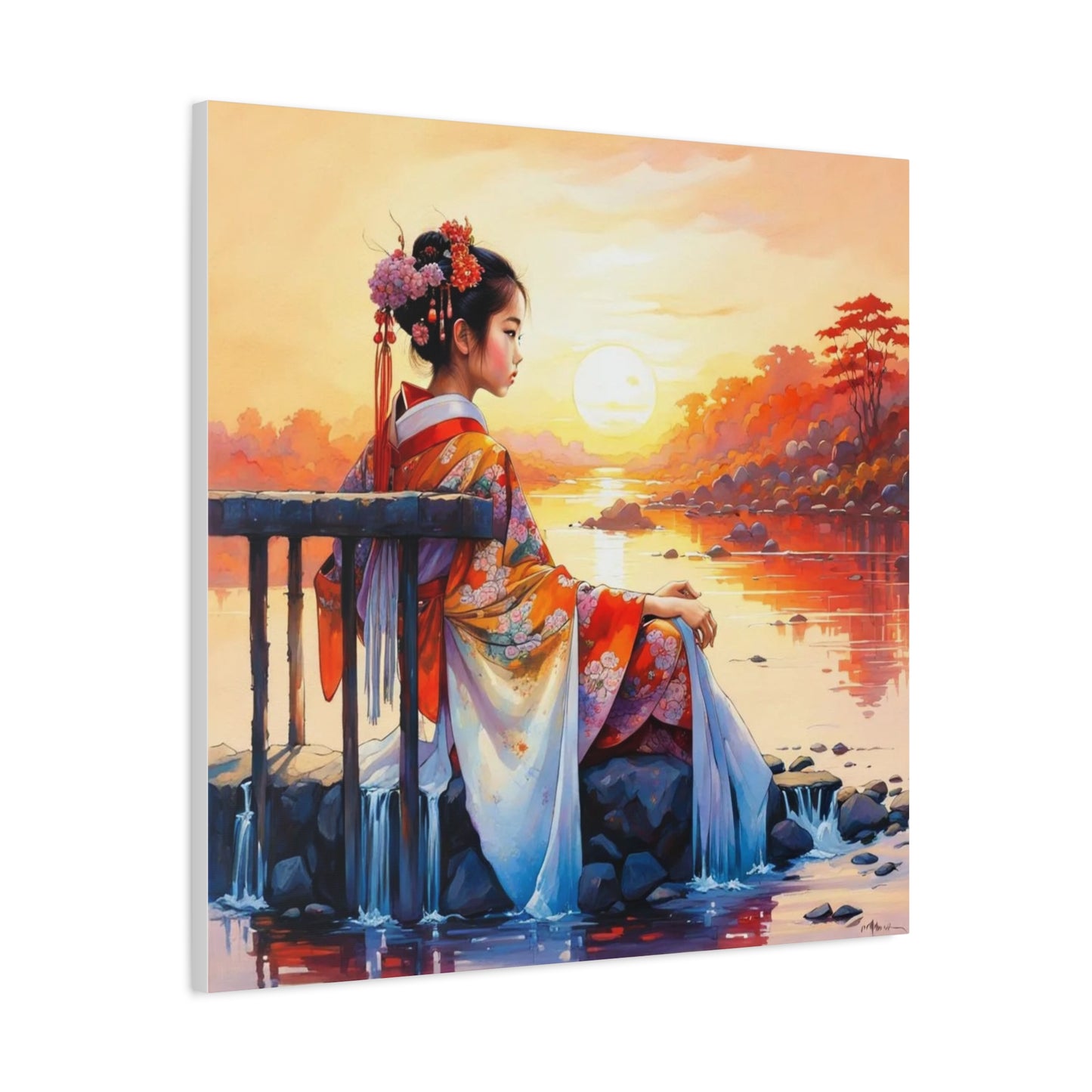 Girl by the Water Asian Abstract Art