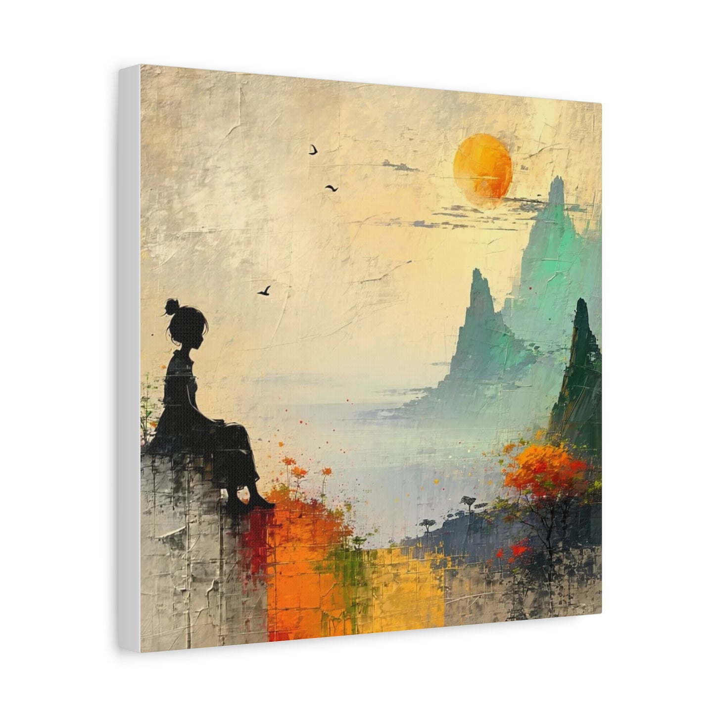 Girl On a Hill Abstract Art