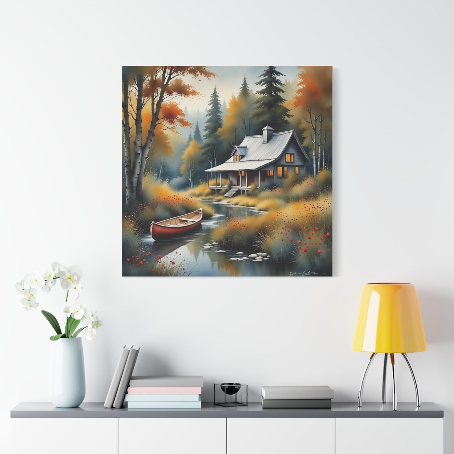 Cabin on a Stream Abstract Art