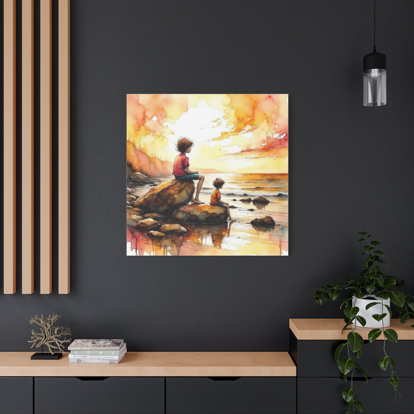 Boys on the Beach Abstract Art