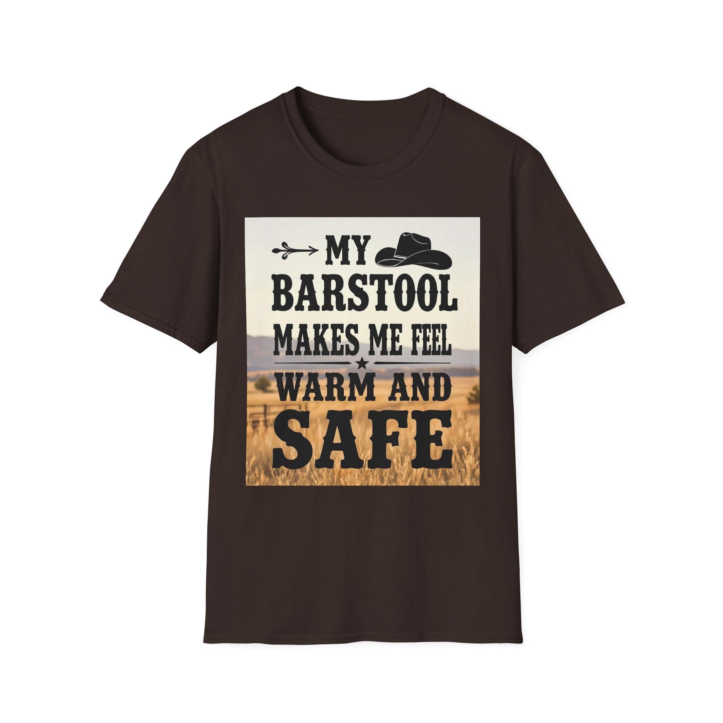 My Barstool Makes Me Feel Warm and Safe Western Boho, Unisex T-Shirt,