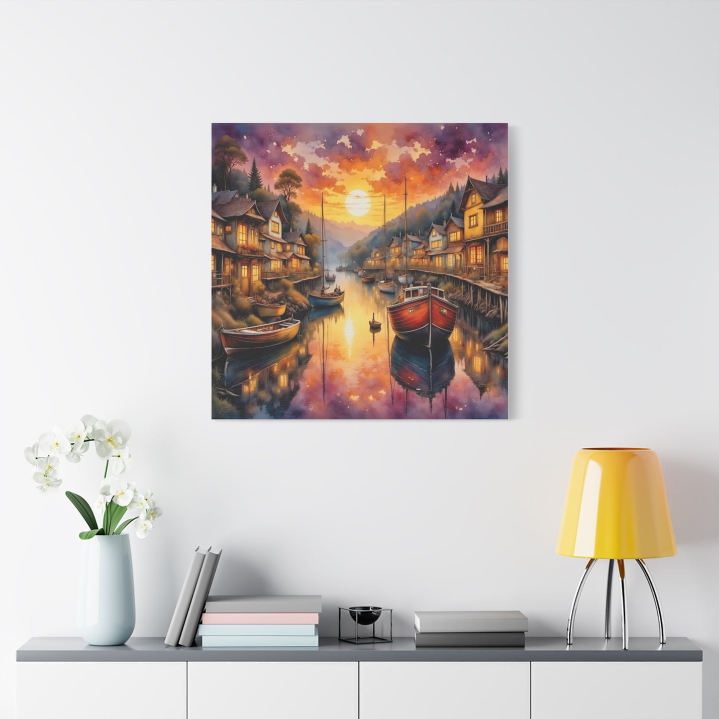 Twilight in the Harbor Abstract Art