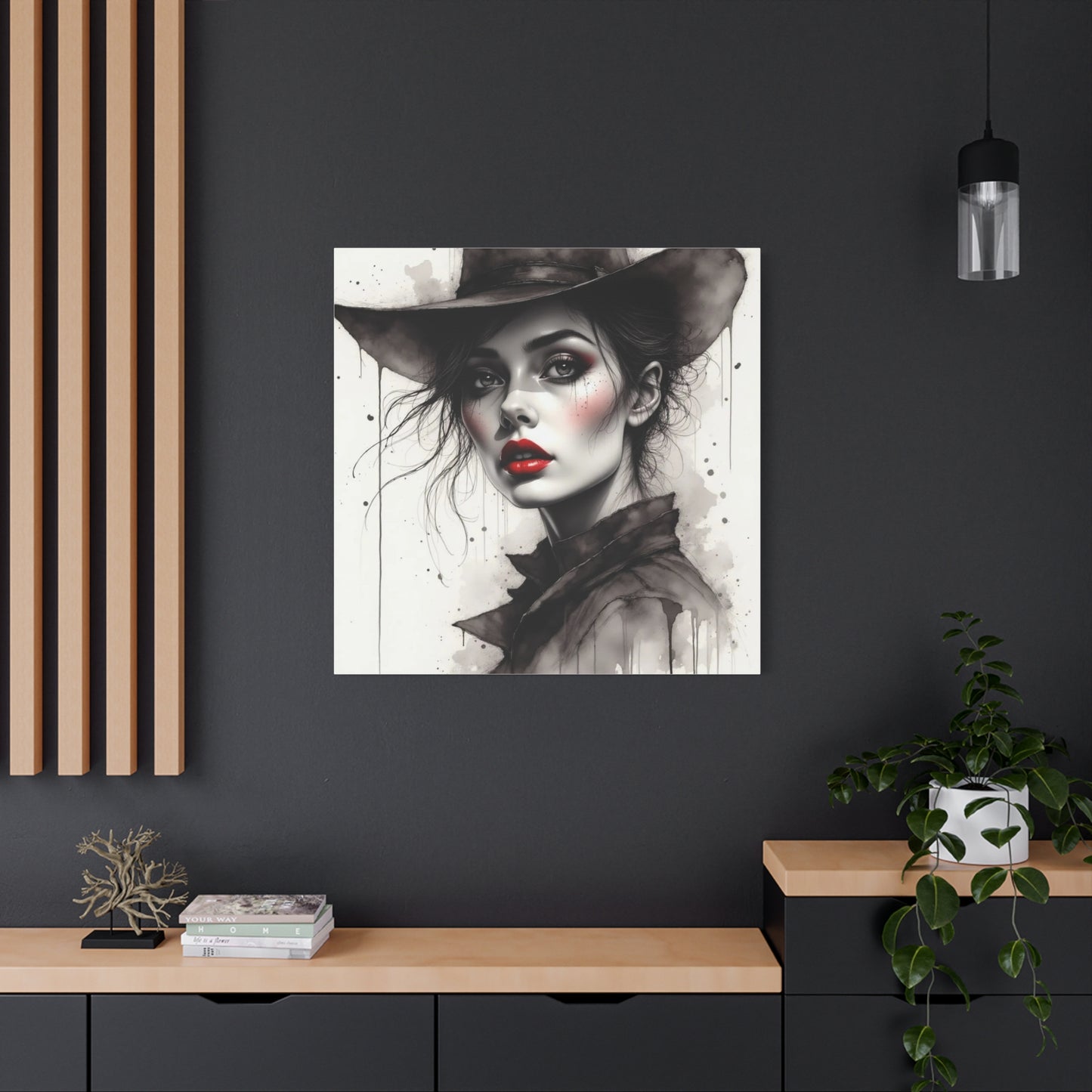 Beautiful Brunett in a Hat Abstract Art