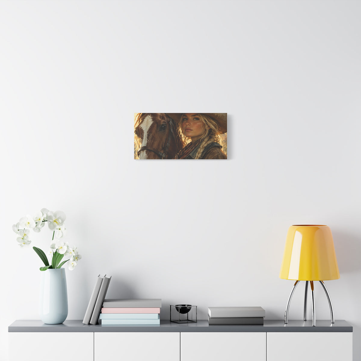 Western Cowgirl and Horse Matte Canvas Wall Art