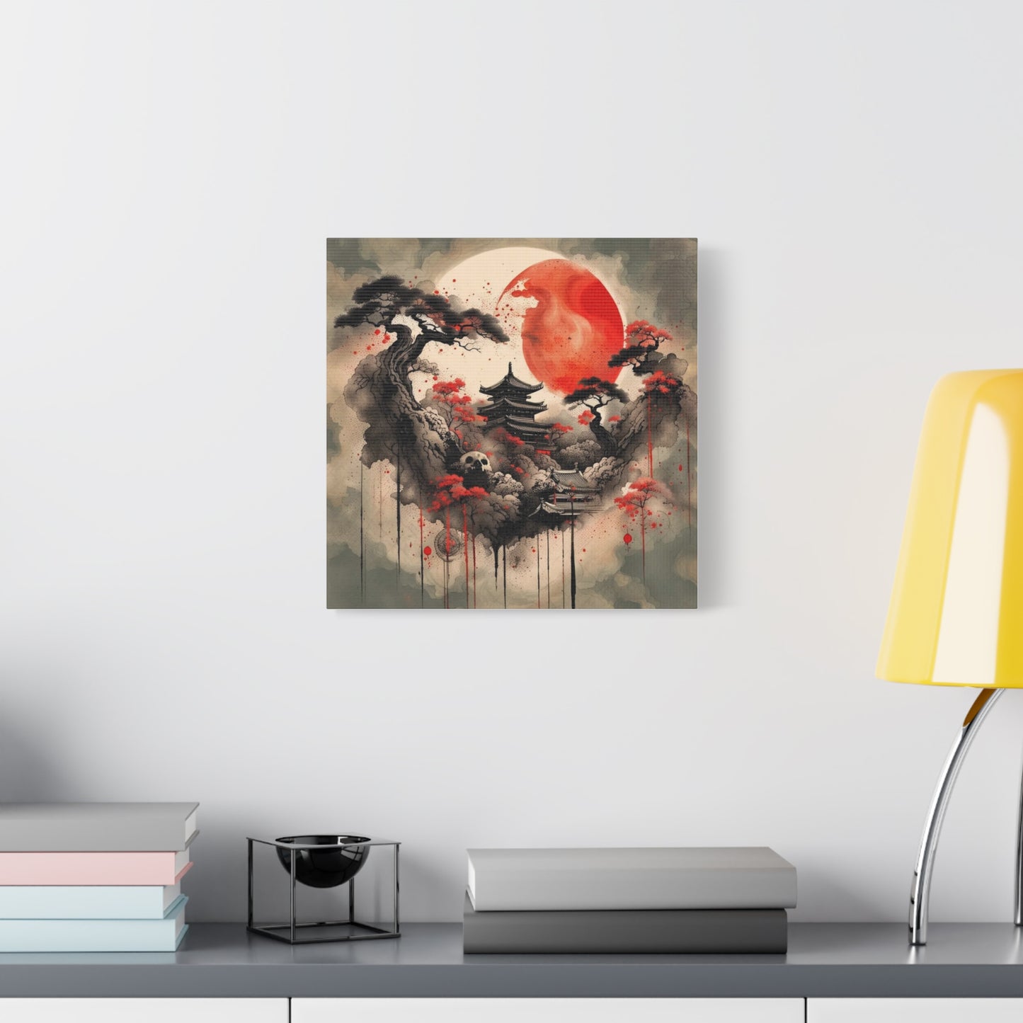 Red Moon Asian Abstract Art