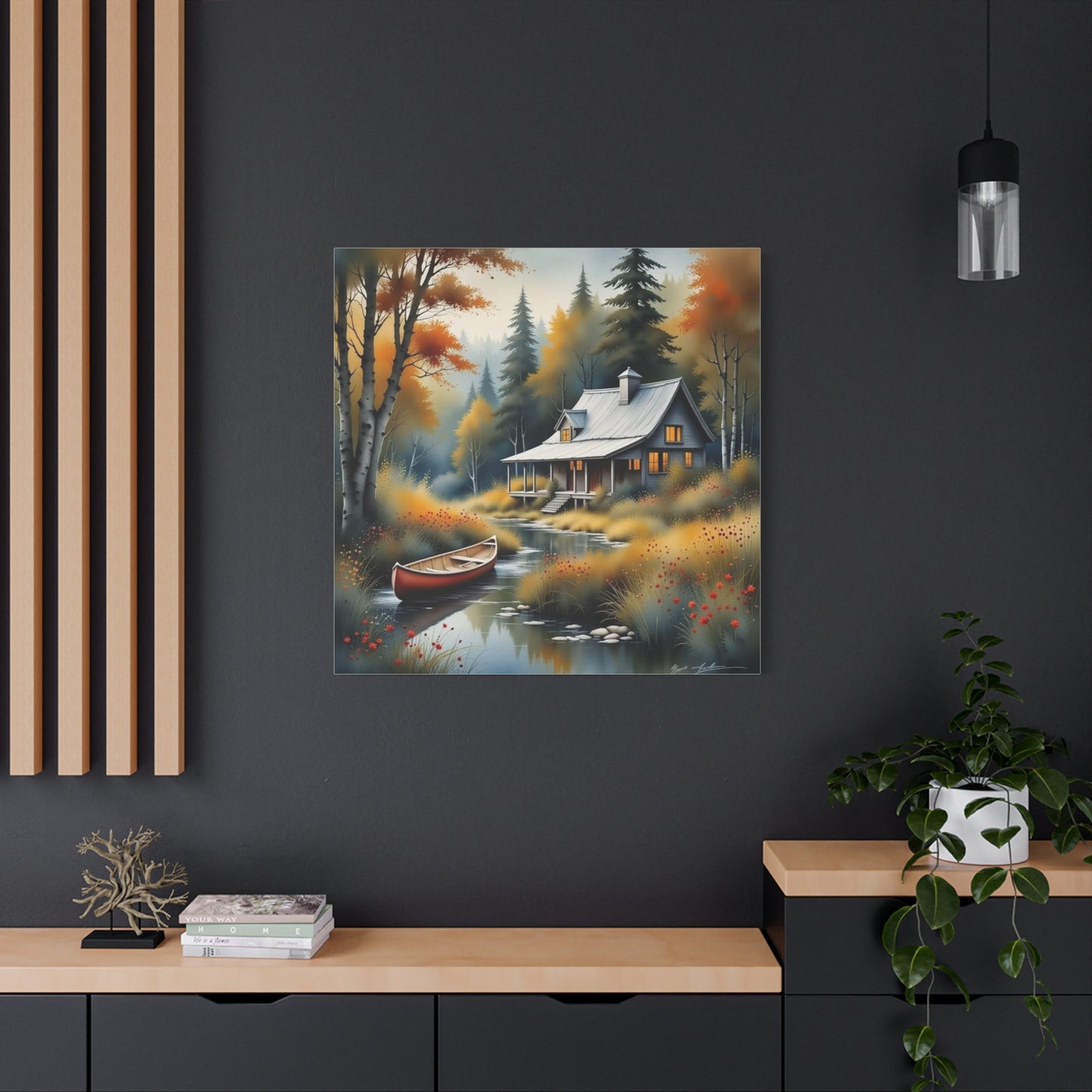 Cabin on a Stream Abstract Art