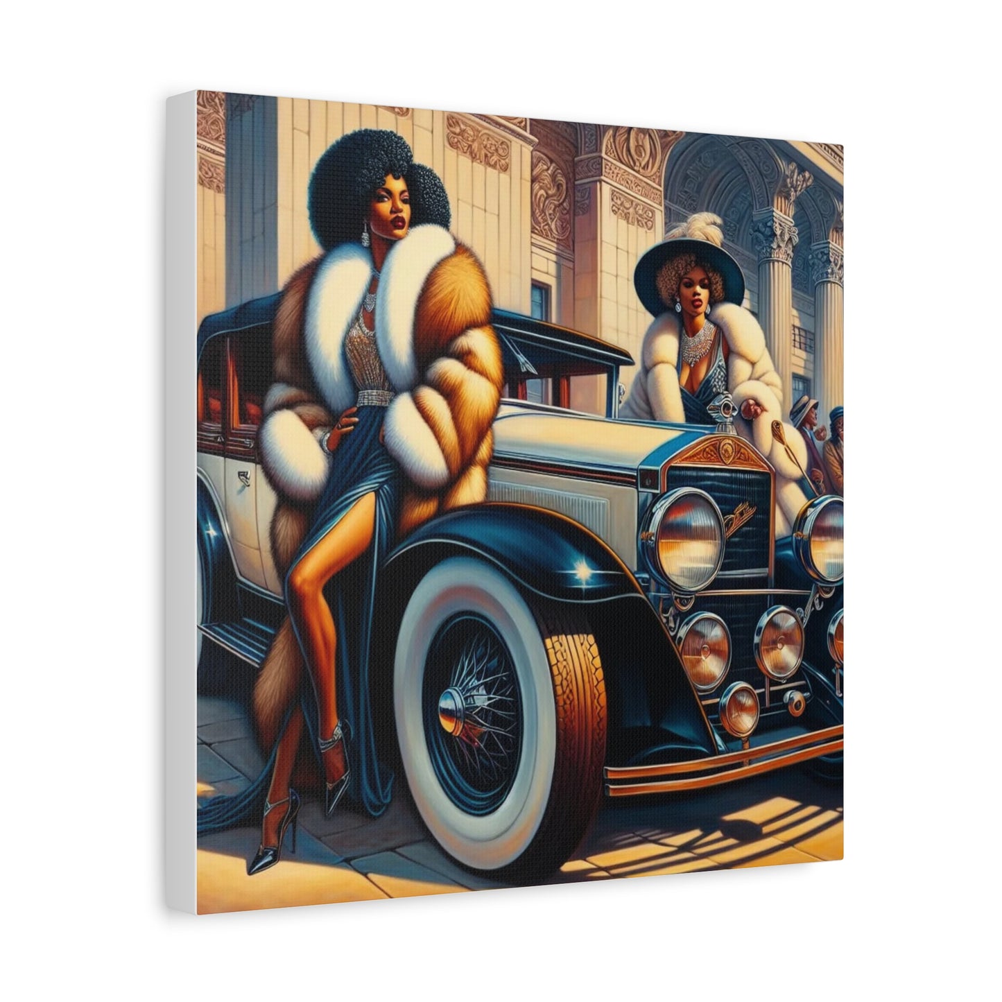 Beautiful Woman Old Fashioned Black Canvas Art