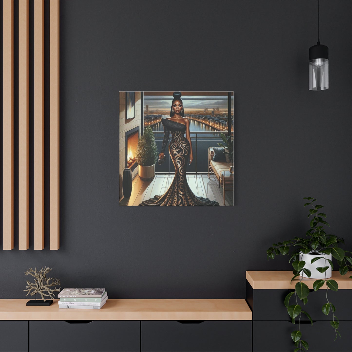 Elegant Woman Black Canvas Art
