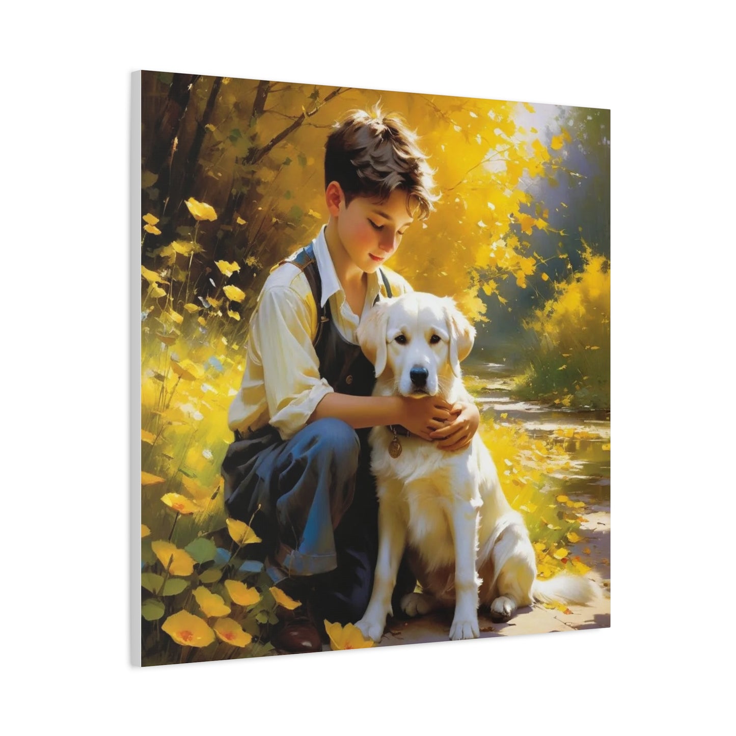 A Boy and His Labrador Retriever Puppy Art