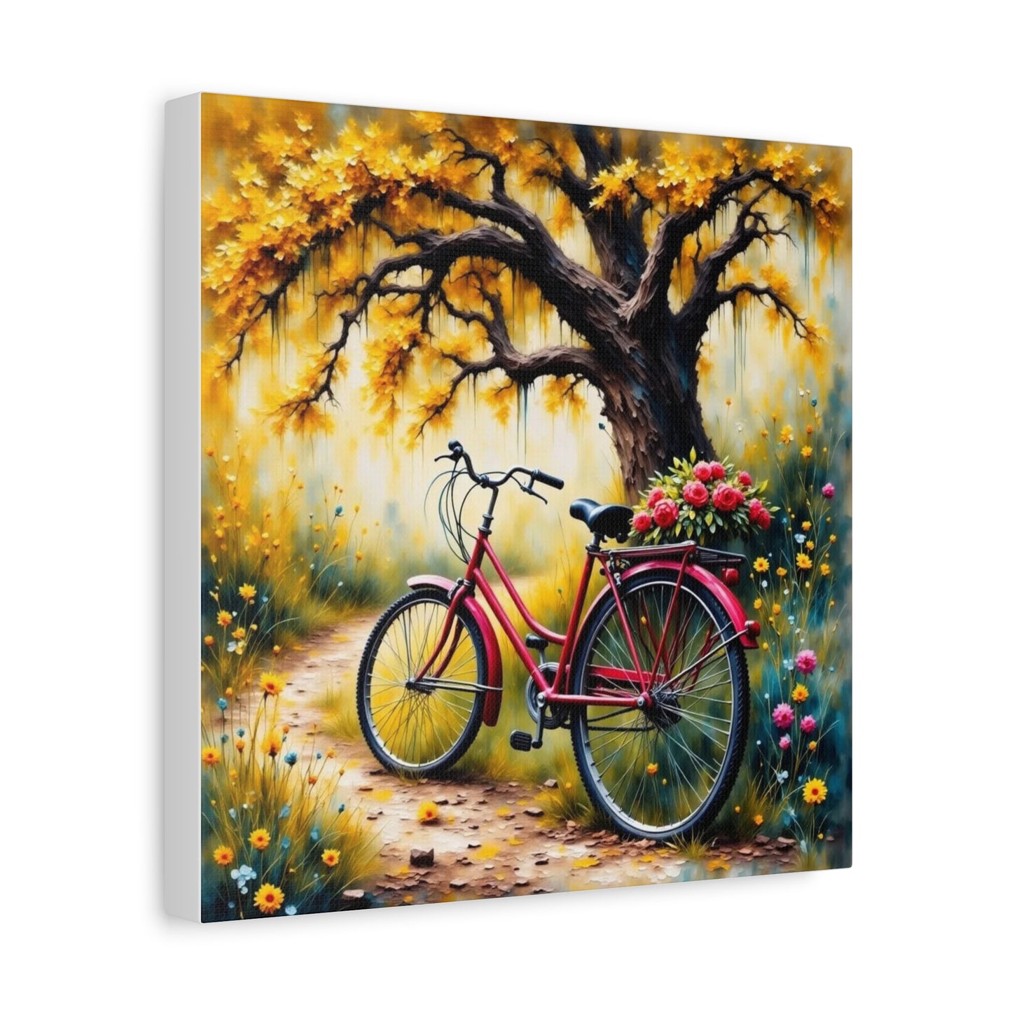 Bicycle on the Flower Path Abstract Art