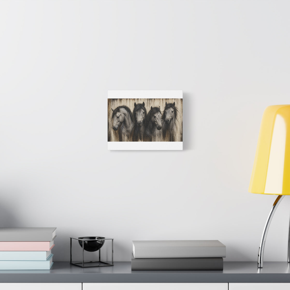 Grey Horses Matte Canvas Wall Art — Stretched 1.25"