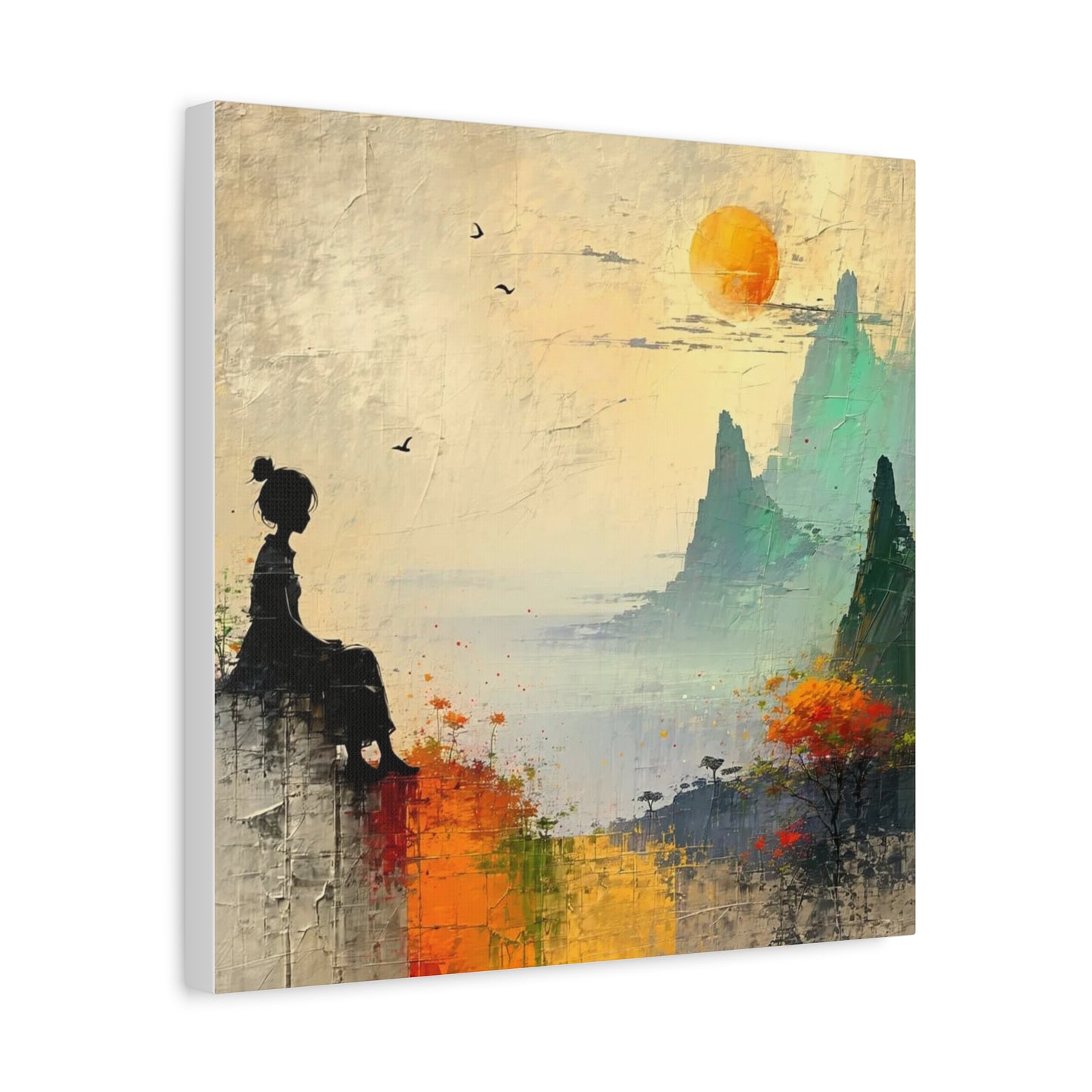 Girl On a Hill Abstract Art
