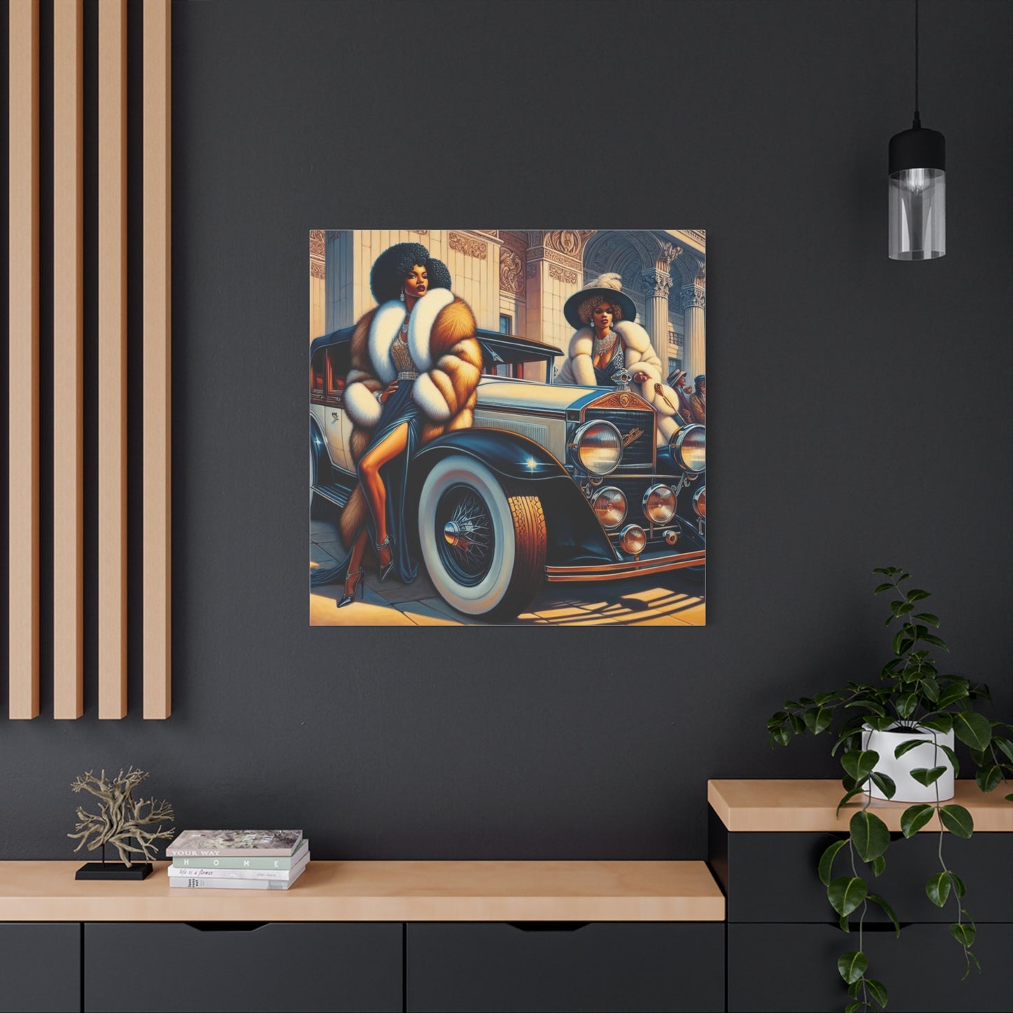 Beautiful Woman Old Fashioned Black Canvas Art