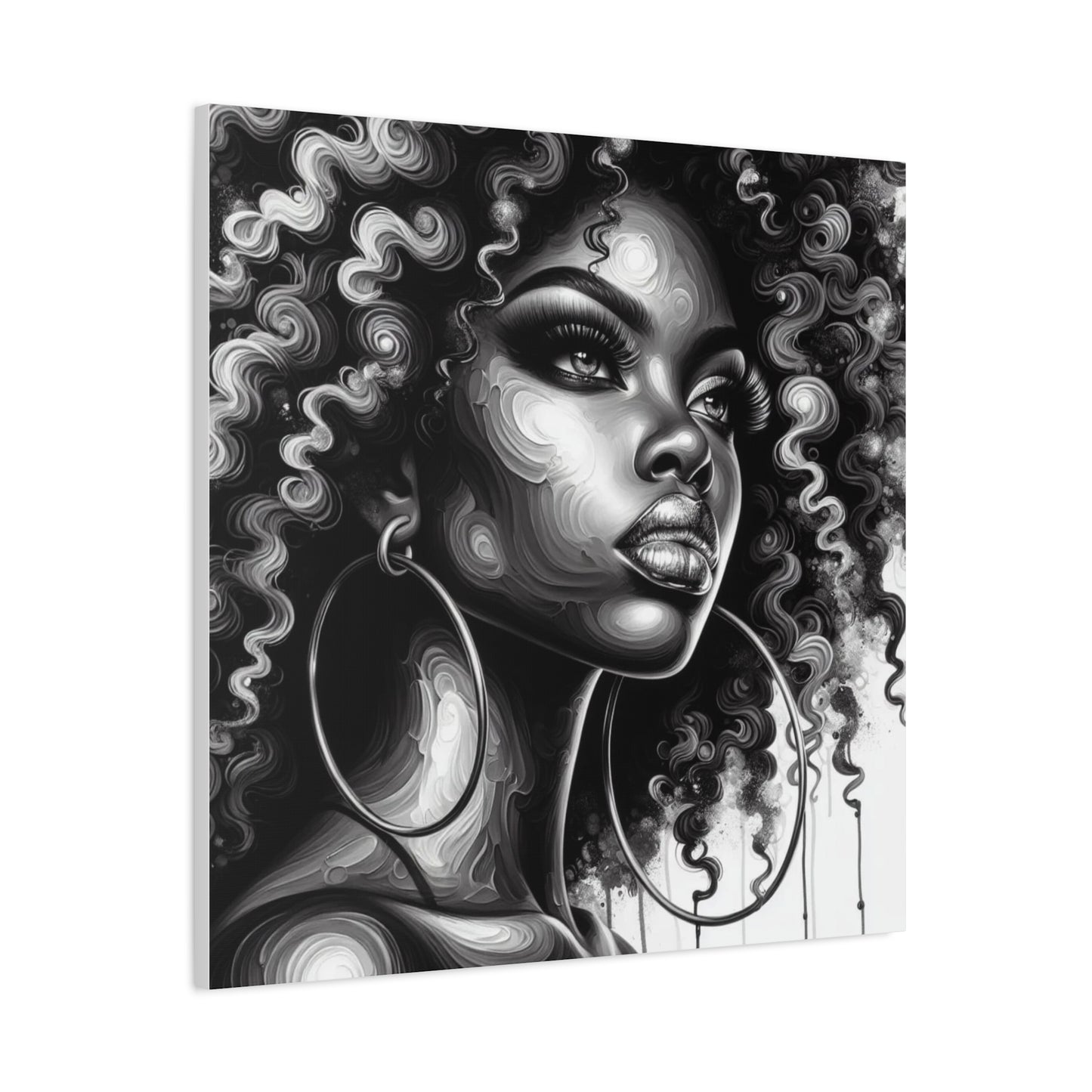 Beautiful Woman Abstract Black Canvas Art