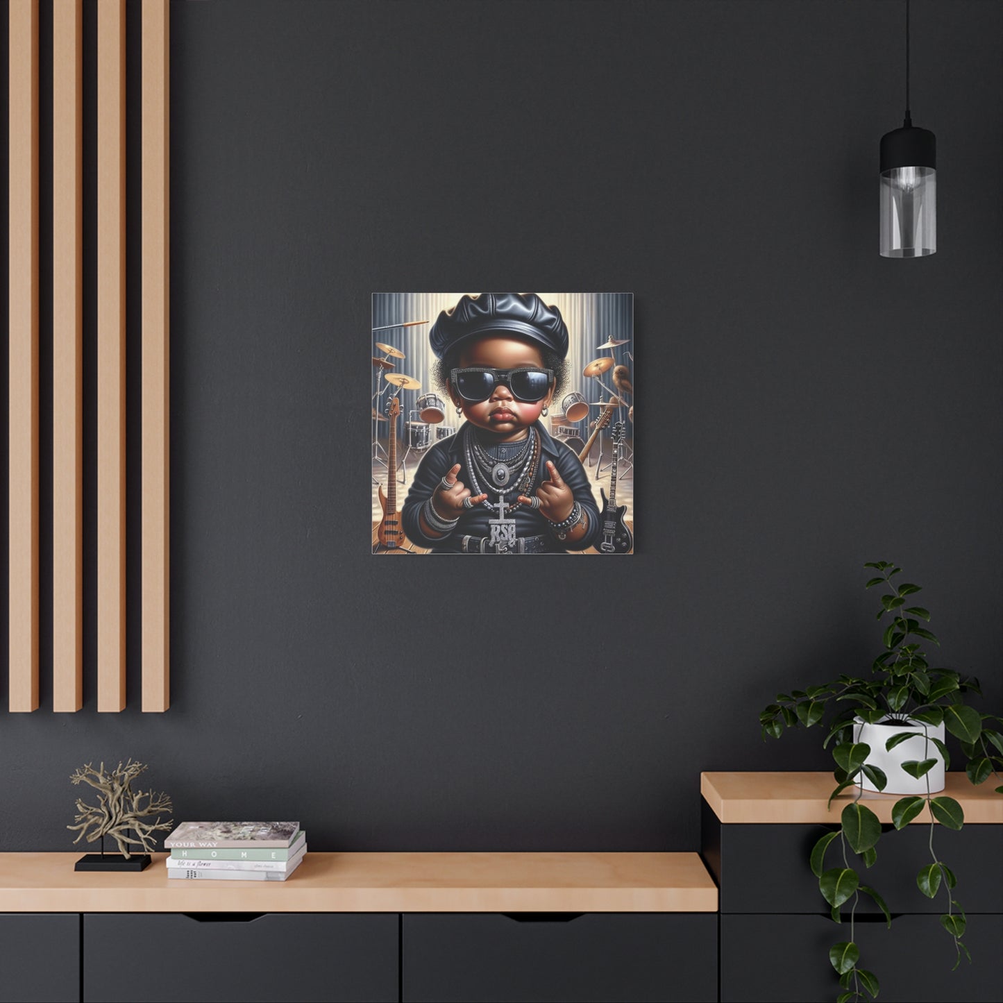 Cool Little Boy Black Canvas Art