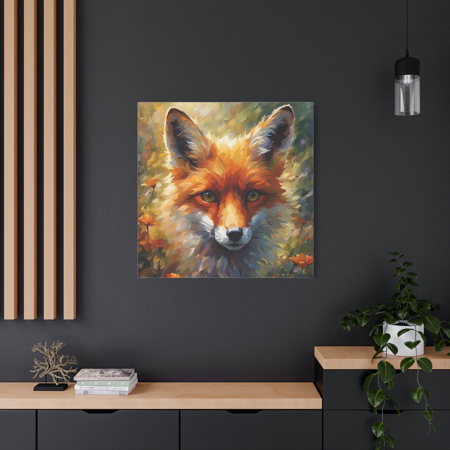 Fox in the Flowers Abstract Art
