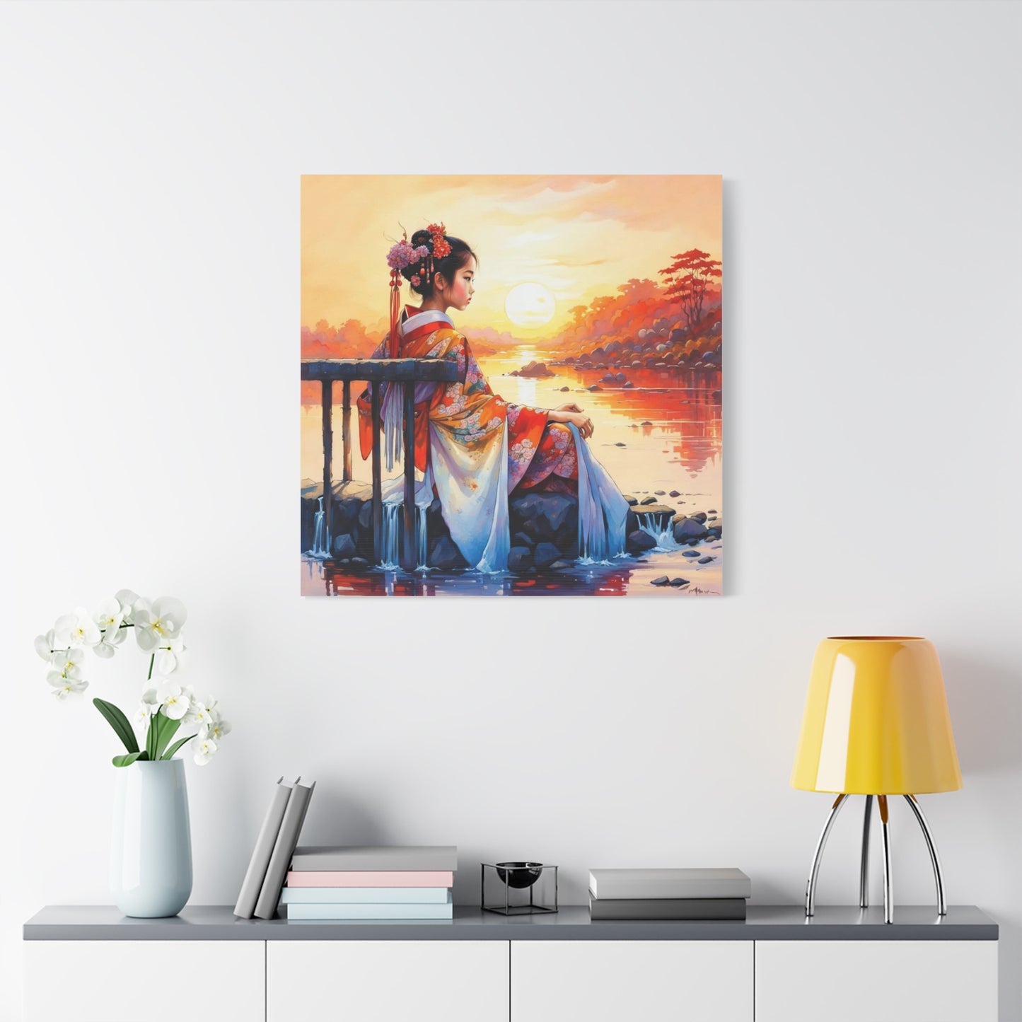 Girl by the Water Asian Abstract Art