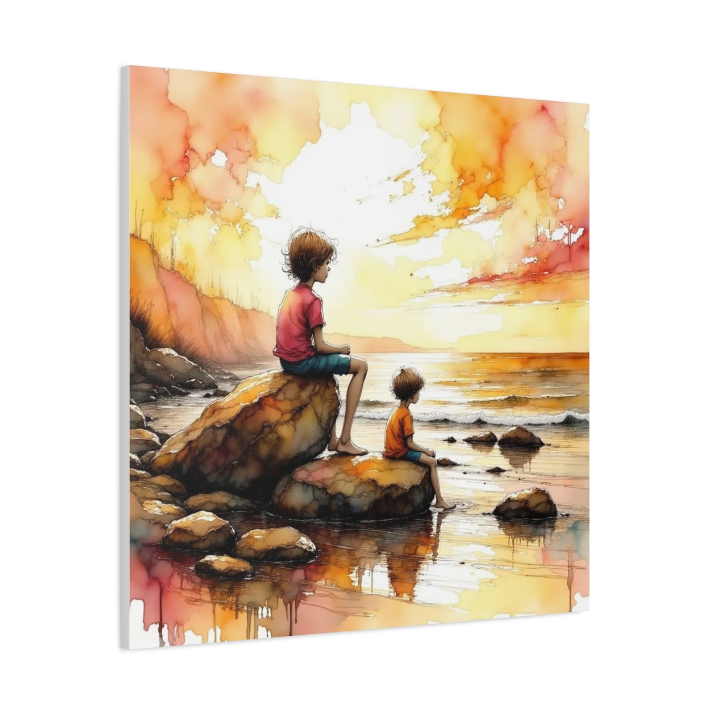 Boys on the Beach Abstract Art