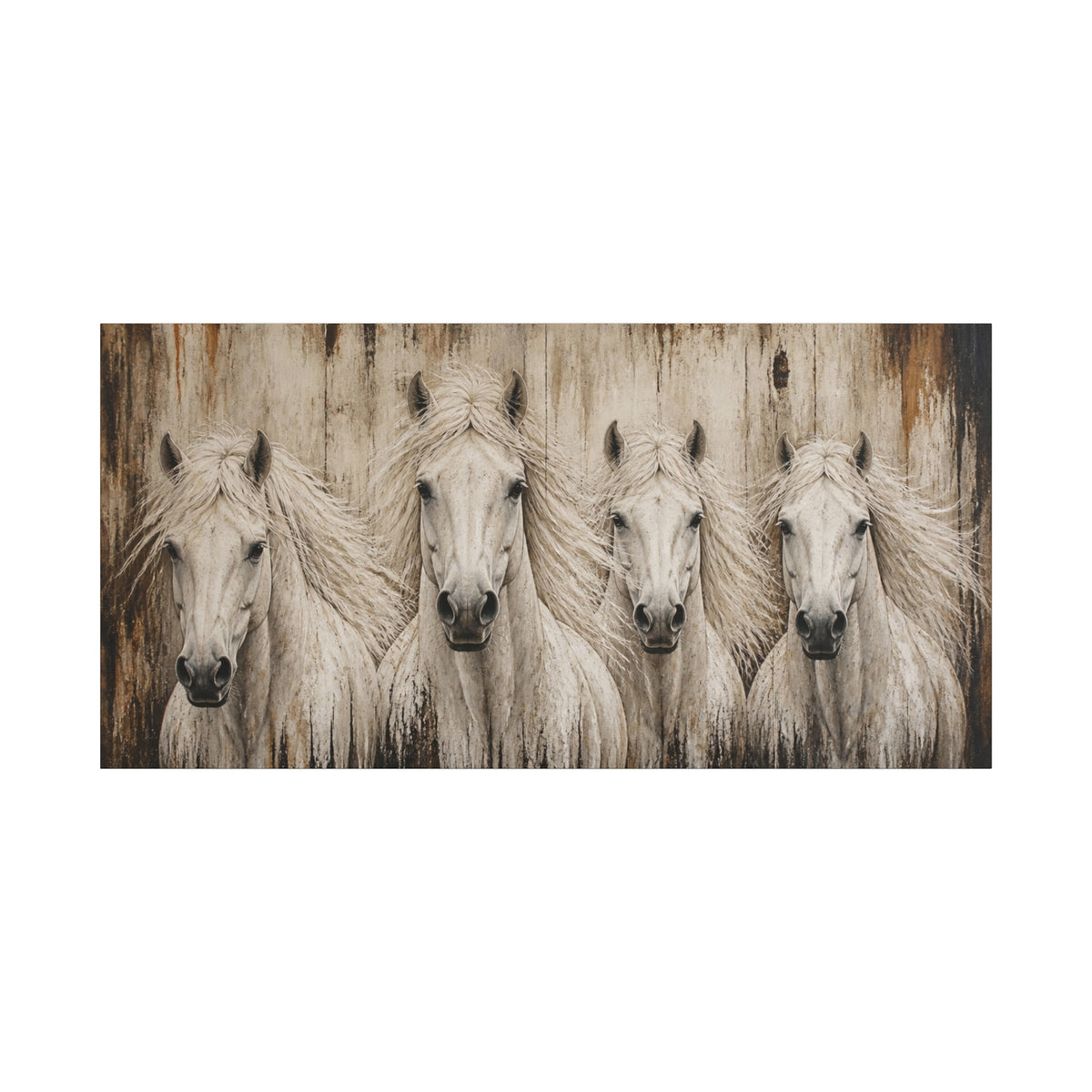 White Horses Matte Canvas Wall Art — Stretched 1.25"