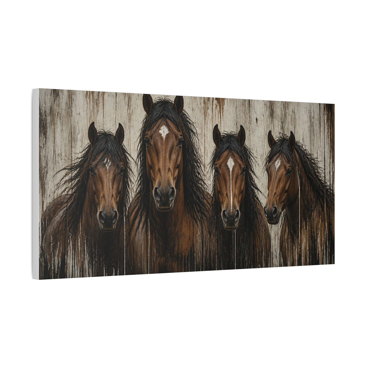 Brown Horses Matte Canvas Wall Art — Stretched 1.25"