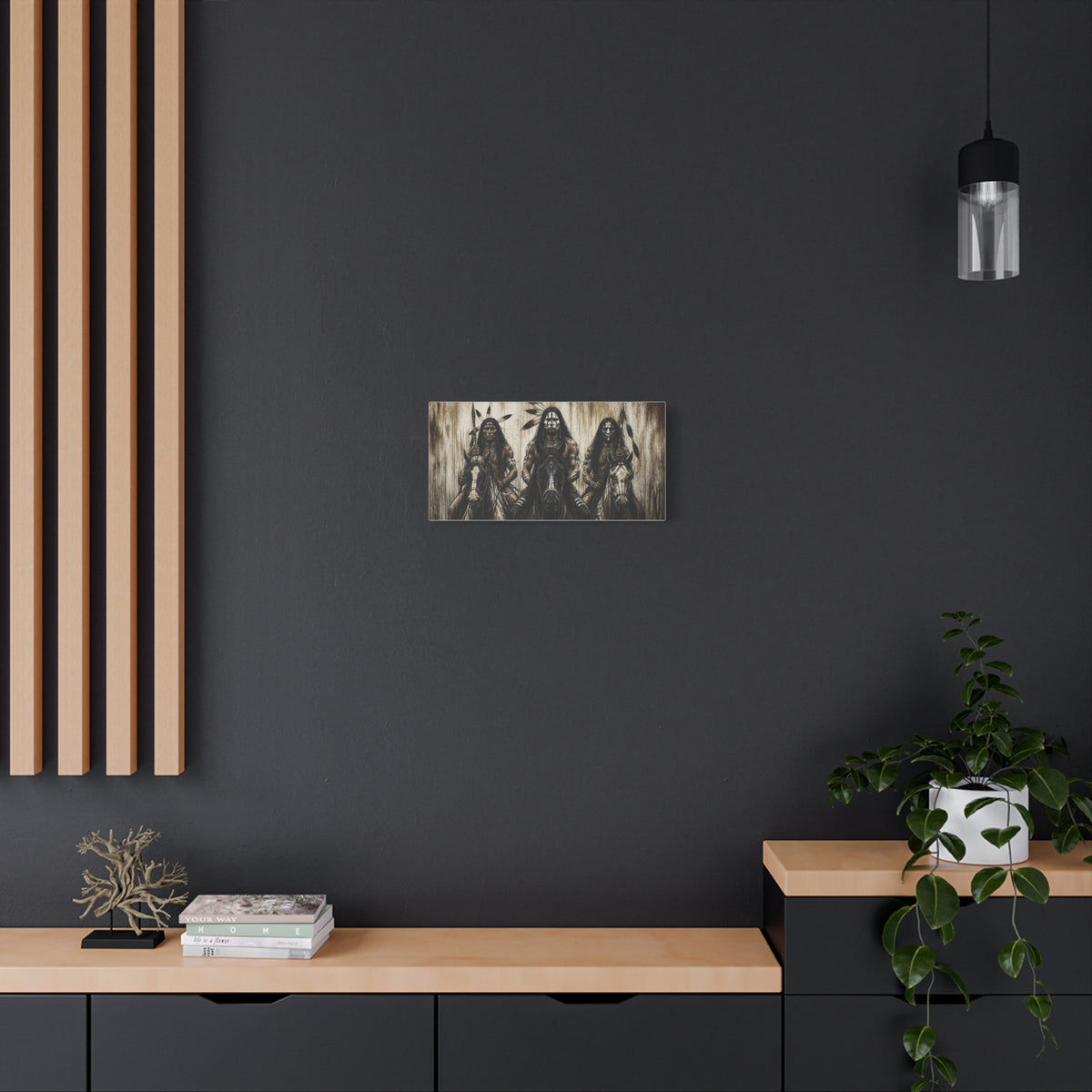 Native American Warriors Canvas Print — Three Horsemen Matte Stretched Wall Art
